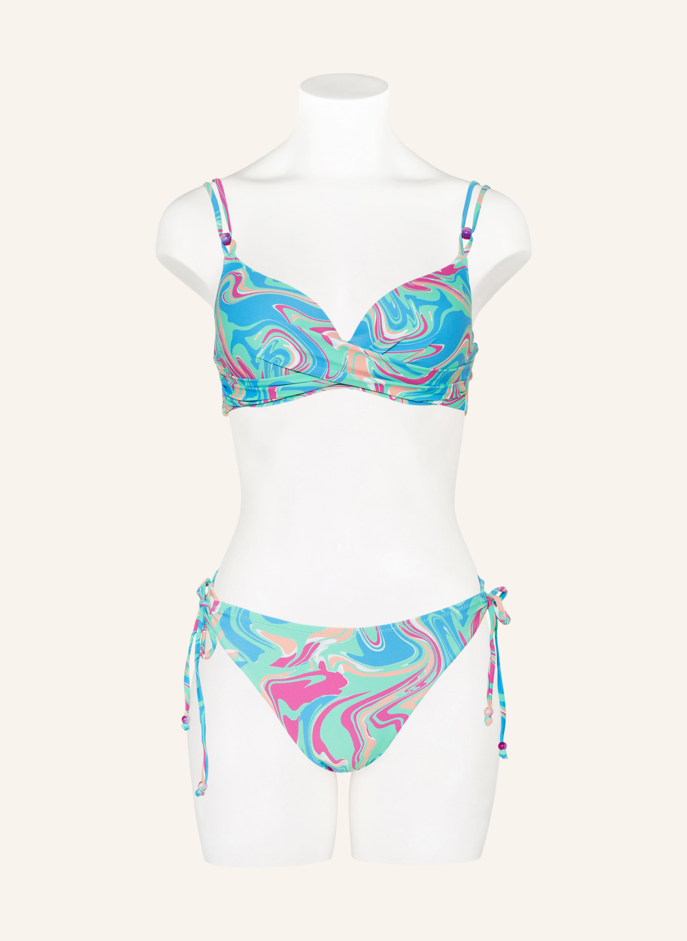 MARIE JO Basic-Bikini-Hose ARUBANI, Farbe: BLAU/ HELLGRÜN/ PINK (Bild 2)