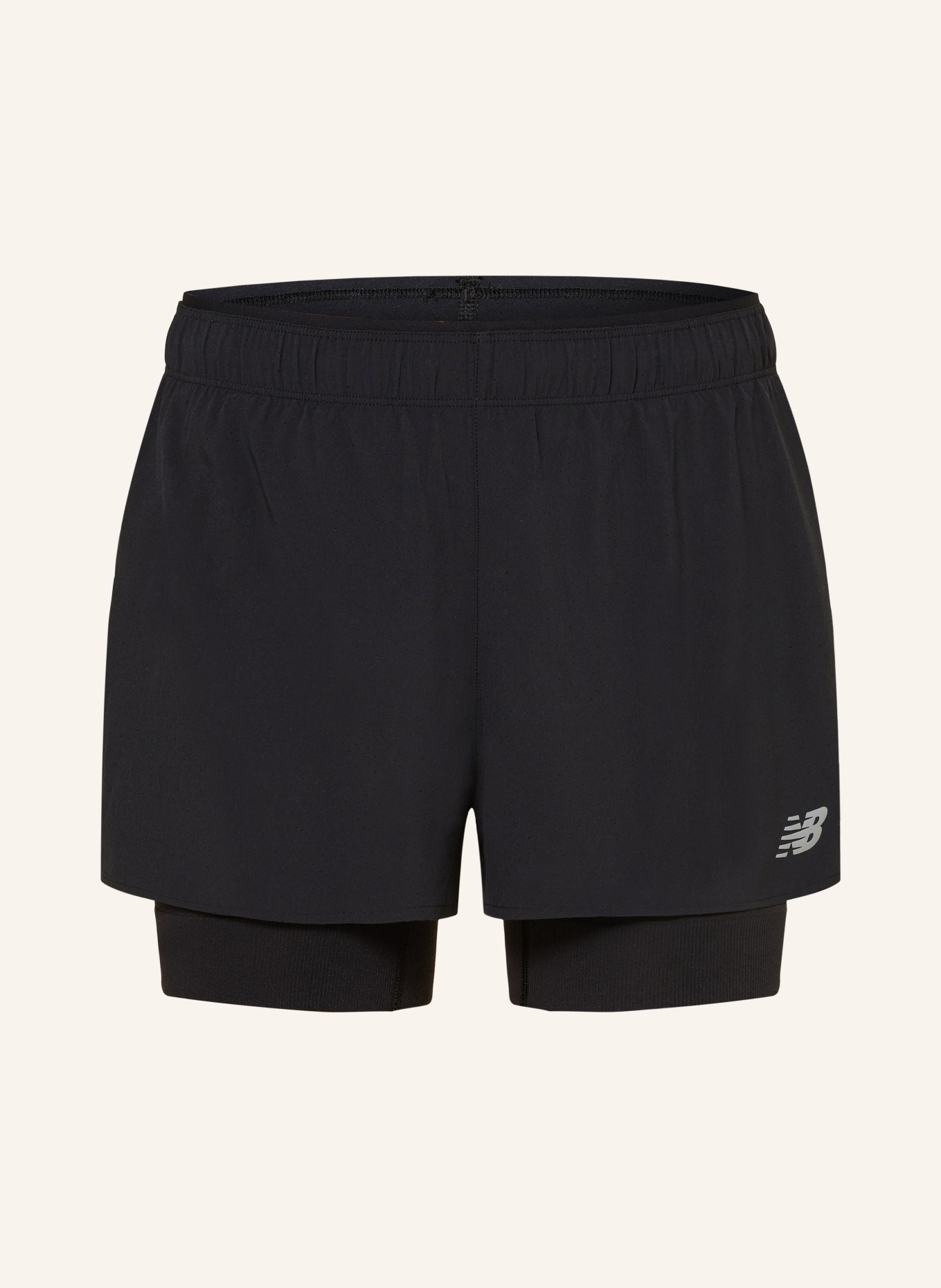 new balance 2-in-1 running shorts, Color: BLACK (Image 1)