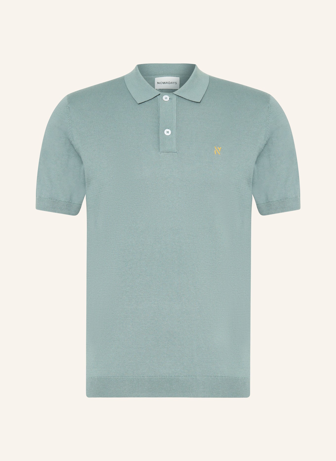 NOWADAYS Knitted polo shirt with silk, Color: LIGHT GREEN (Image 1)