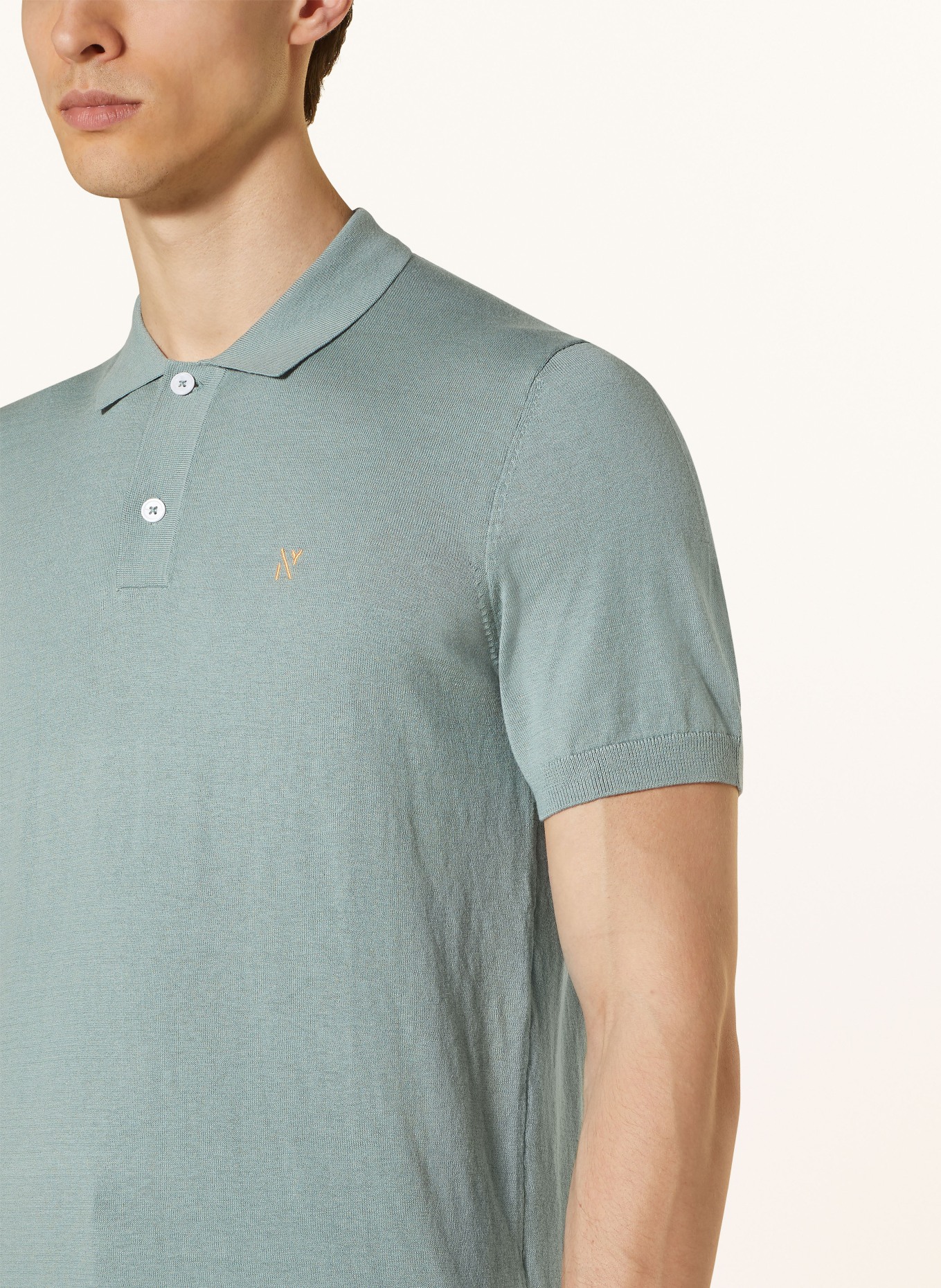 NOWADAYS Knitted polo shirt with silk, Color: LIGHT GREEN (Image 4)
