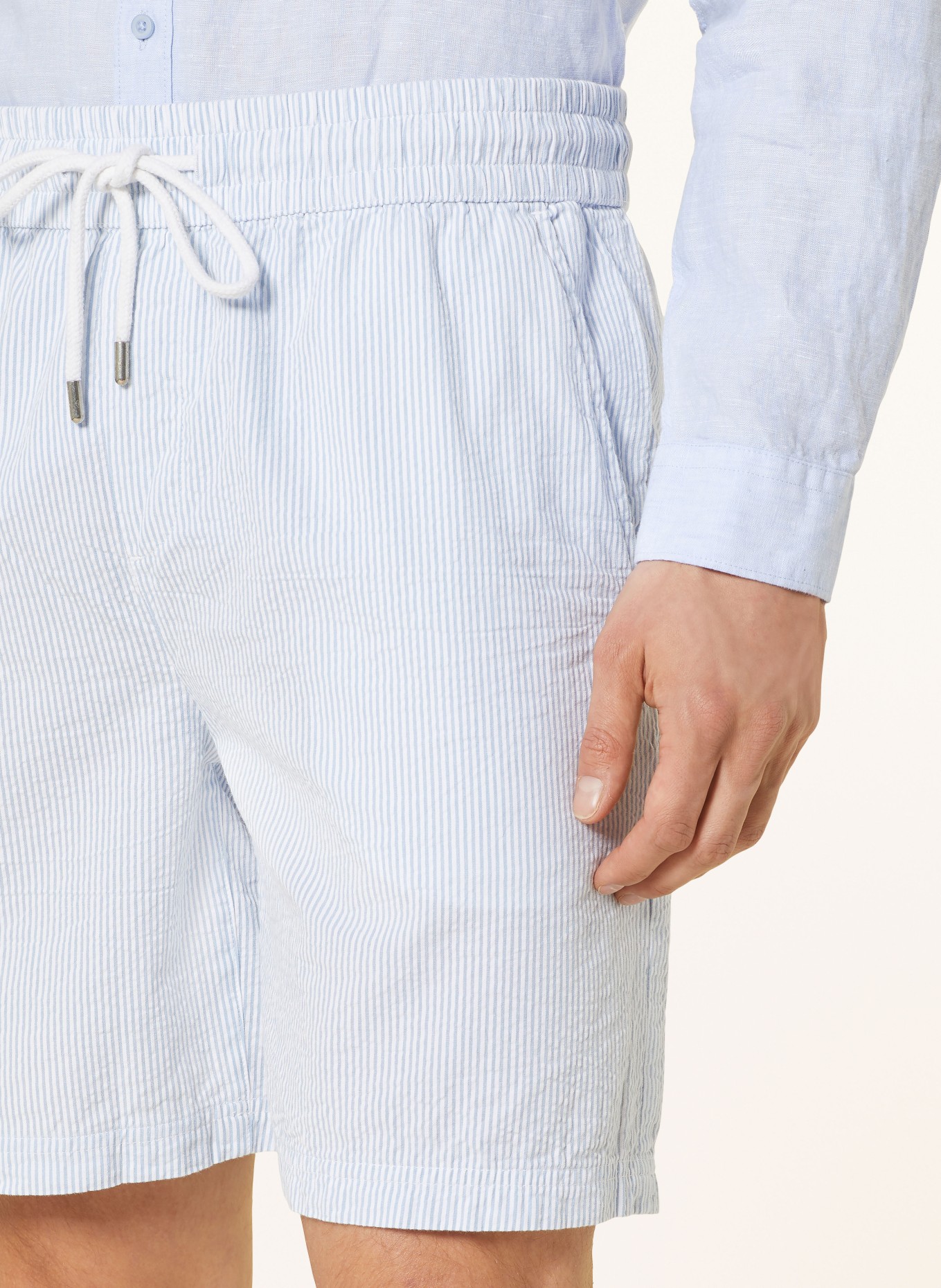 NOWADAYS Shorts, Color: LIGHT BLUE/ WHITE (Image 5)