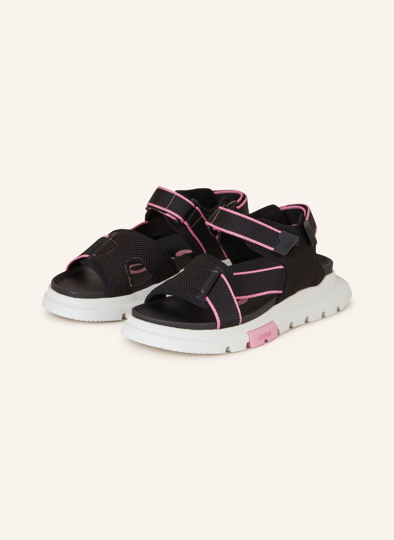 HUGO Platform sandals RYANY, Color: BLACK/ PINK (Image 1)