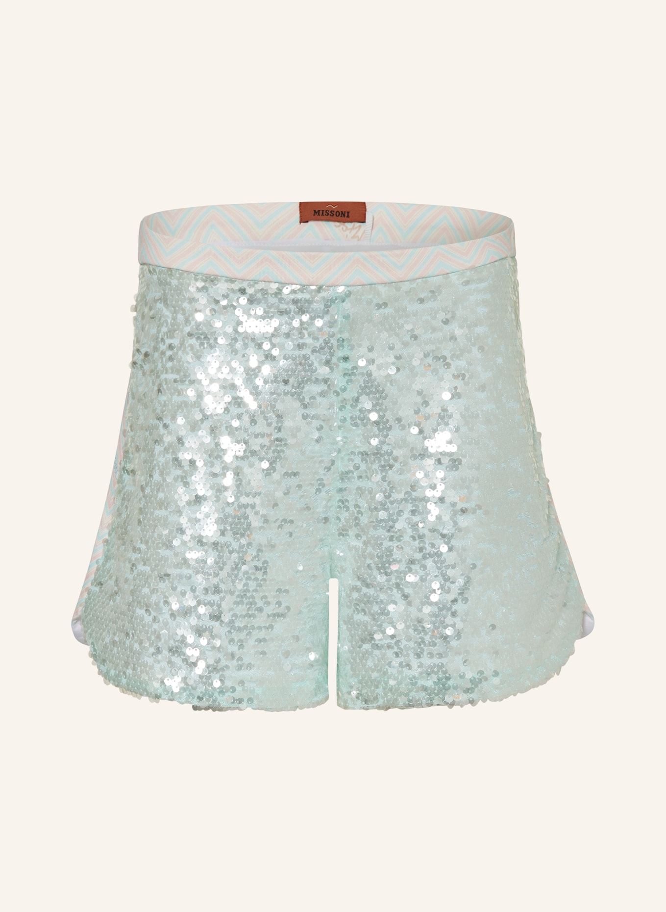 MISSONI Shorts mit Pailletten, Farbe: MINT/ ROSA (Bild 1)