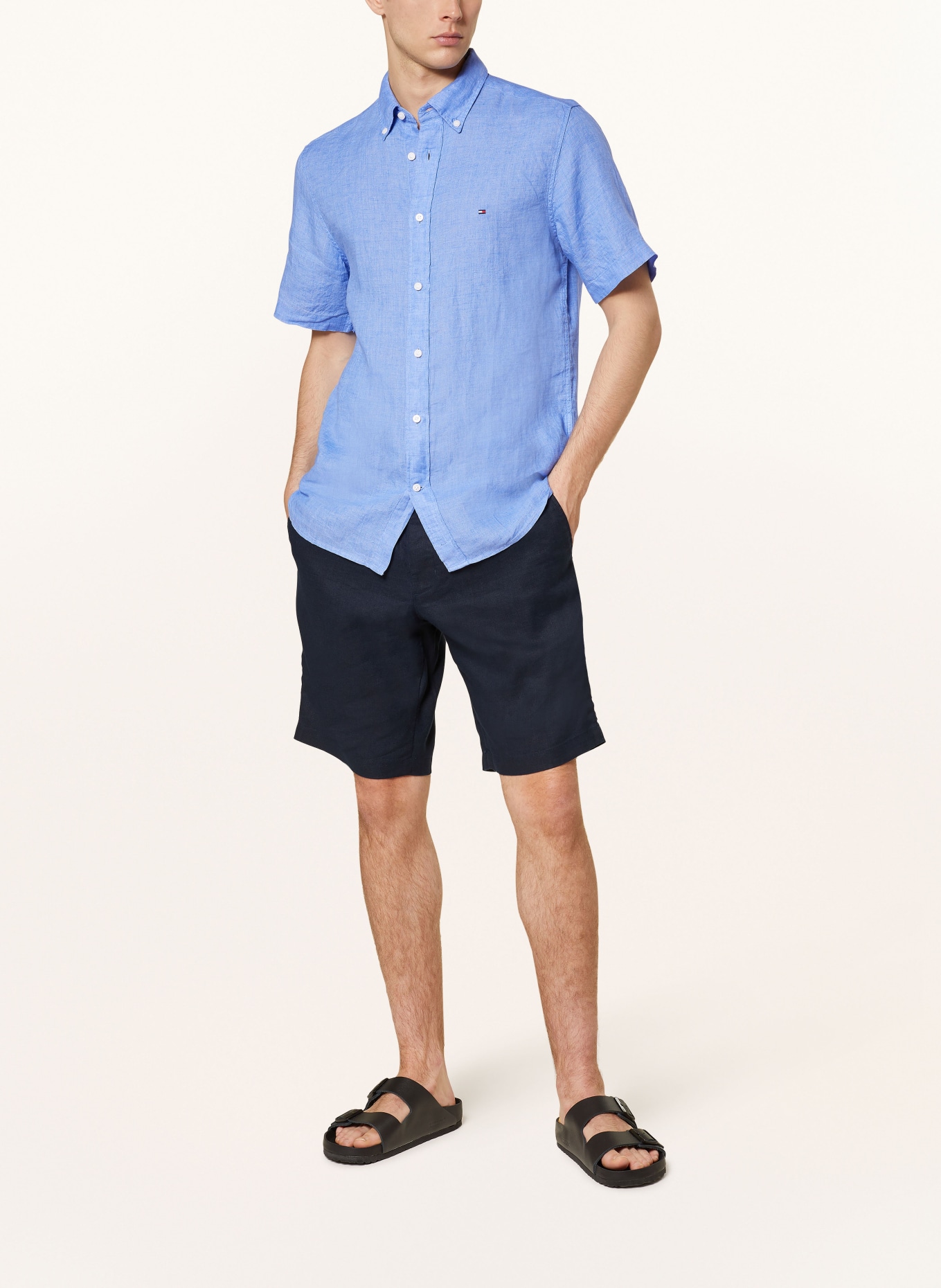 TOMMY HILFIGER Short sleeve shirt regular fit made of linen, Color: LIGHT BLUE (Image 2)