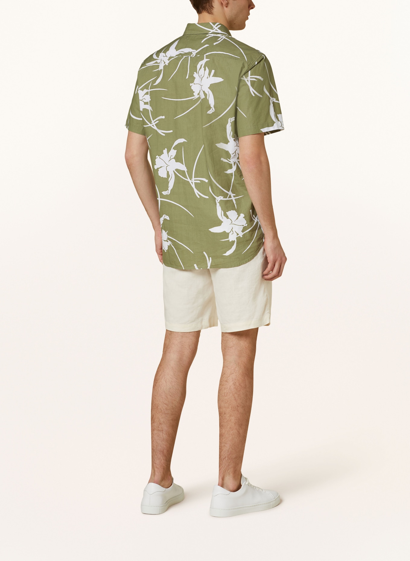 TOMMY HILFIGER Kurzarm-Hemd Regular Fit, Farbe: OLIV/ WEISS (Bild 3)