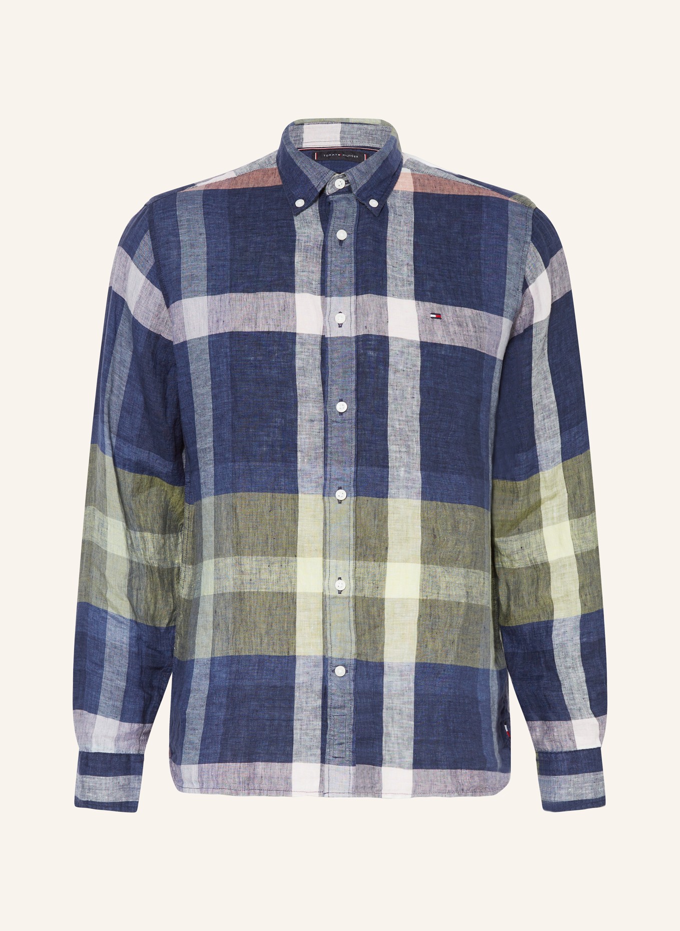 TOMMY HILFIGER Linen shirt regular fit, Color: DARK BLUE/ LIGHT PINK/ LIGHT GREEN (Image 1)
