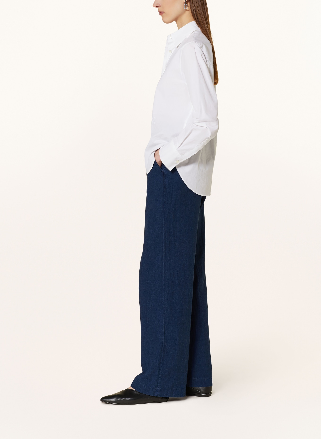 CLOSED Wide leg trousers with linen, Color: DARK BLUE (Image 4)