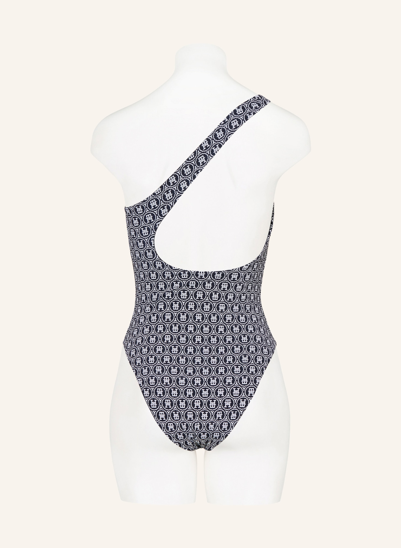 TOMMY HILFIGER Reversible one-shoulder swimsuit, Color: DARK BLUE/ WHITE (Image 3)