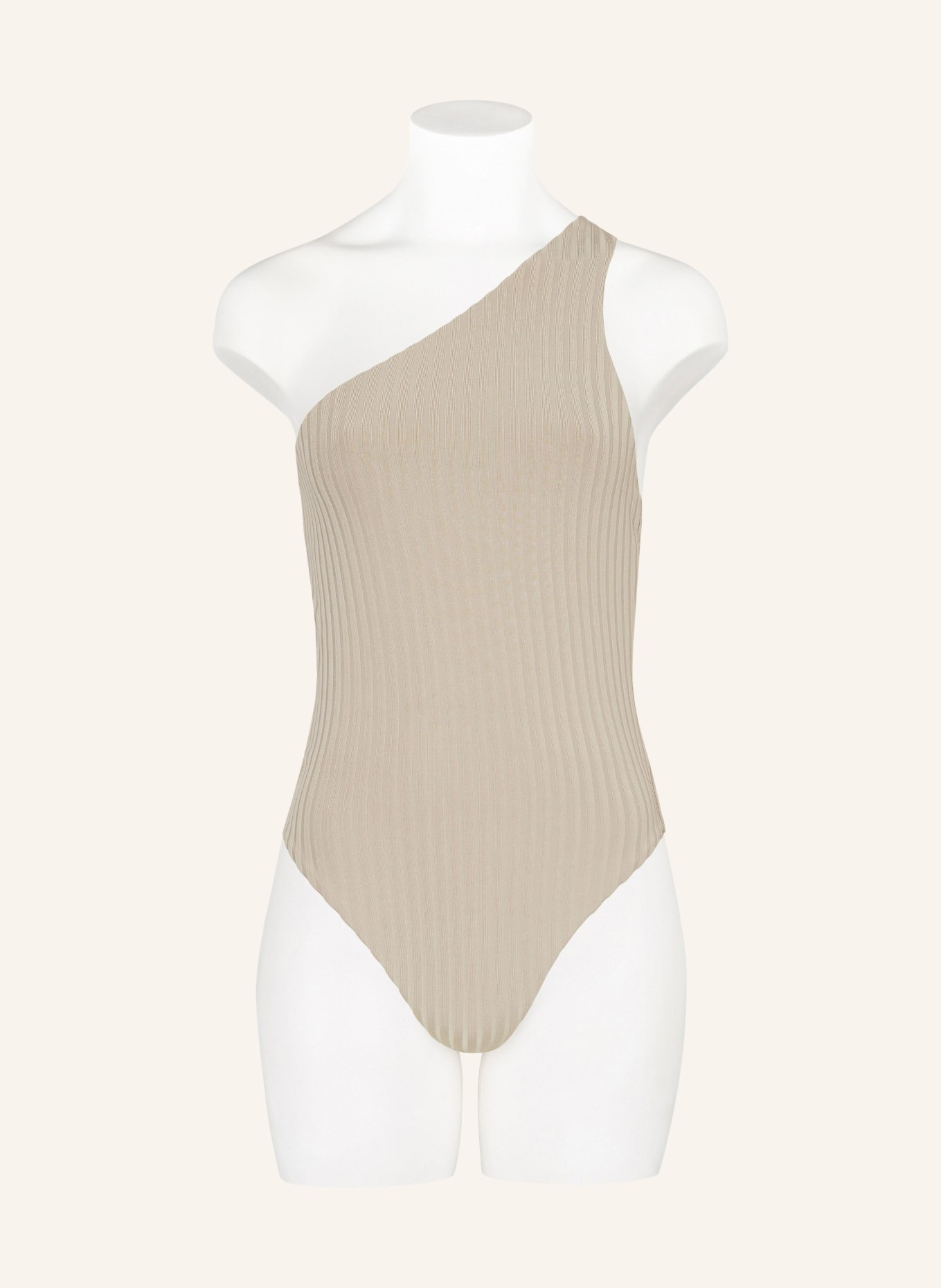 Calvin Klein One-Shoulder-Badeanzug ARCHIVE RIB, Farbe: BEIGE (Bild 2)