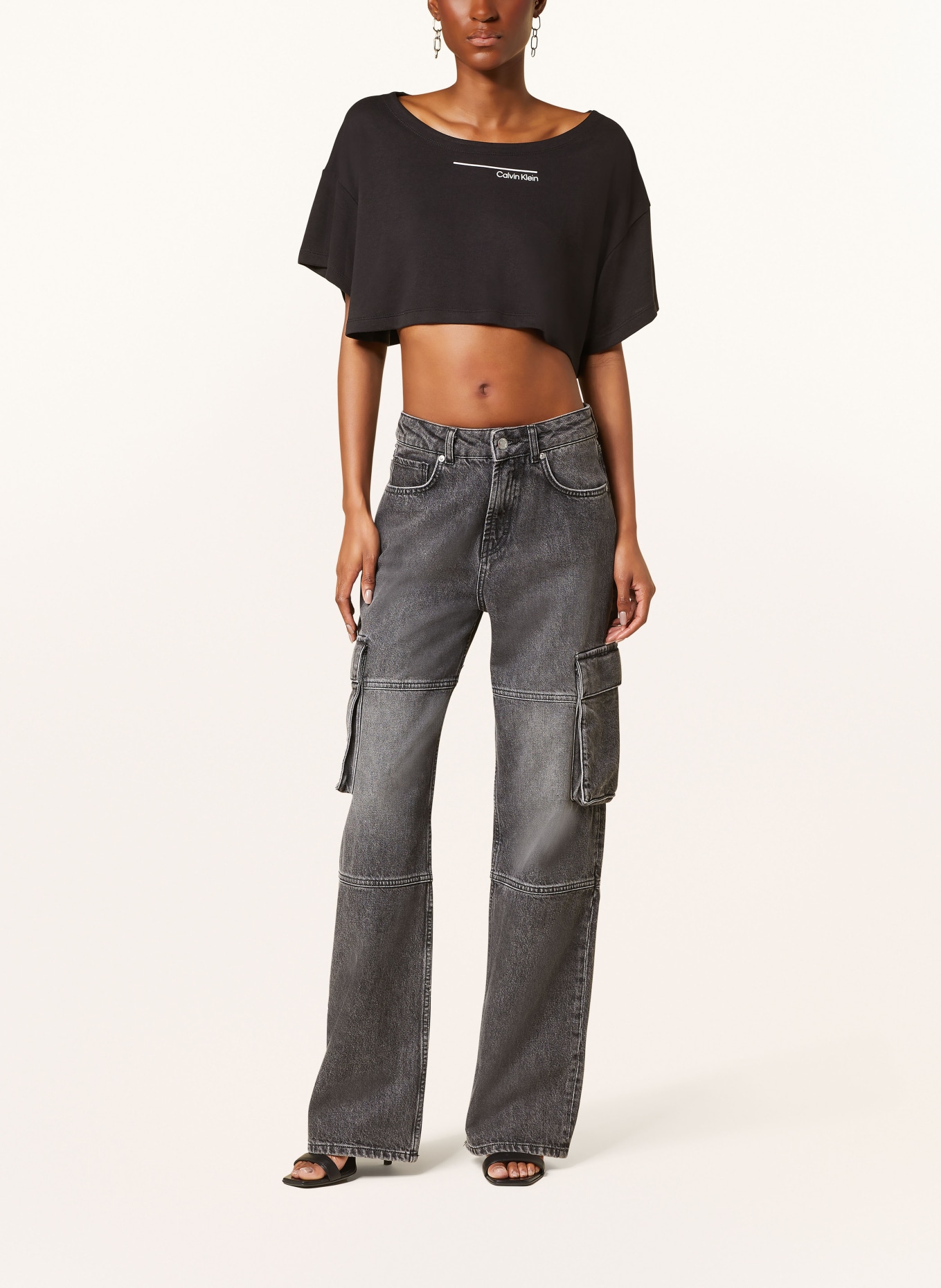 Calvin Klein Cropped-Shirt, Farbe: SCHWARZ (Bild 2)