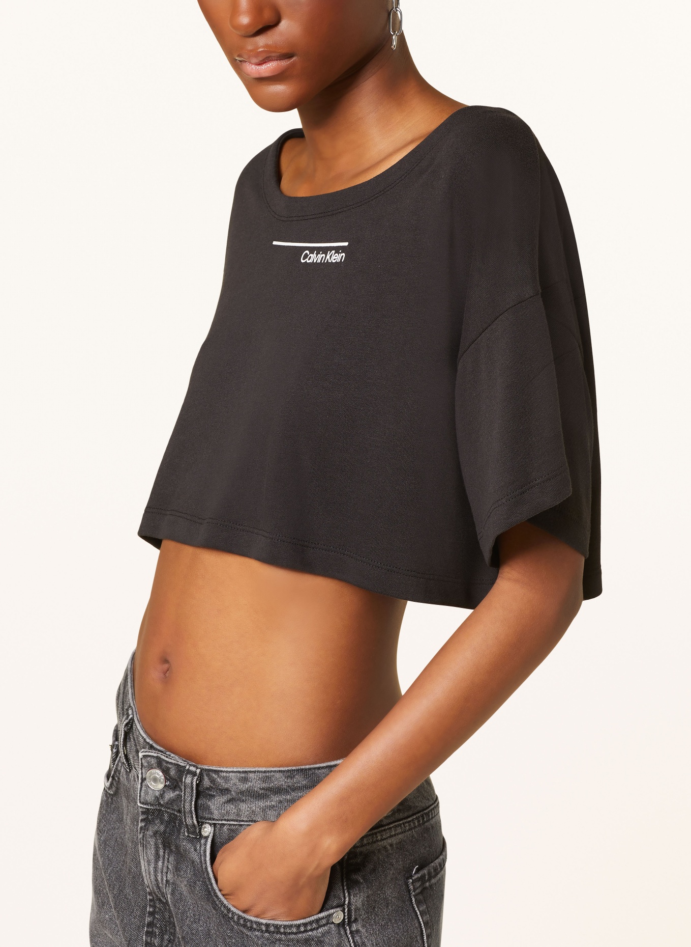 Calvin Klein Cropped-Shirt, Farbe: SCHWARZ (Bild 4)