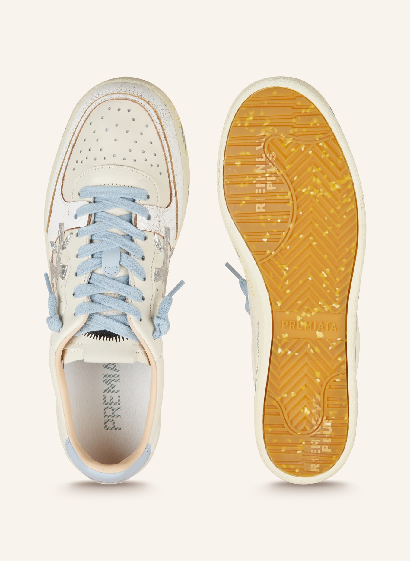 PREMIATA Sneakers CLAYD, Color: BEIGE/ WHITE/ LIGHT BLUE (Image 5)