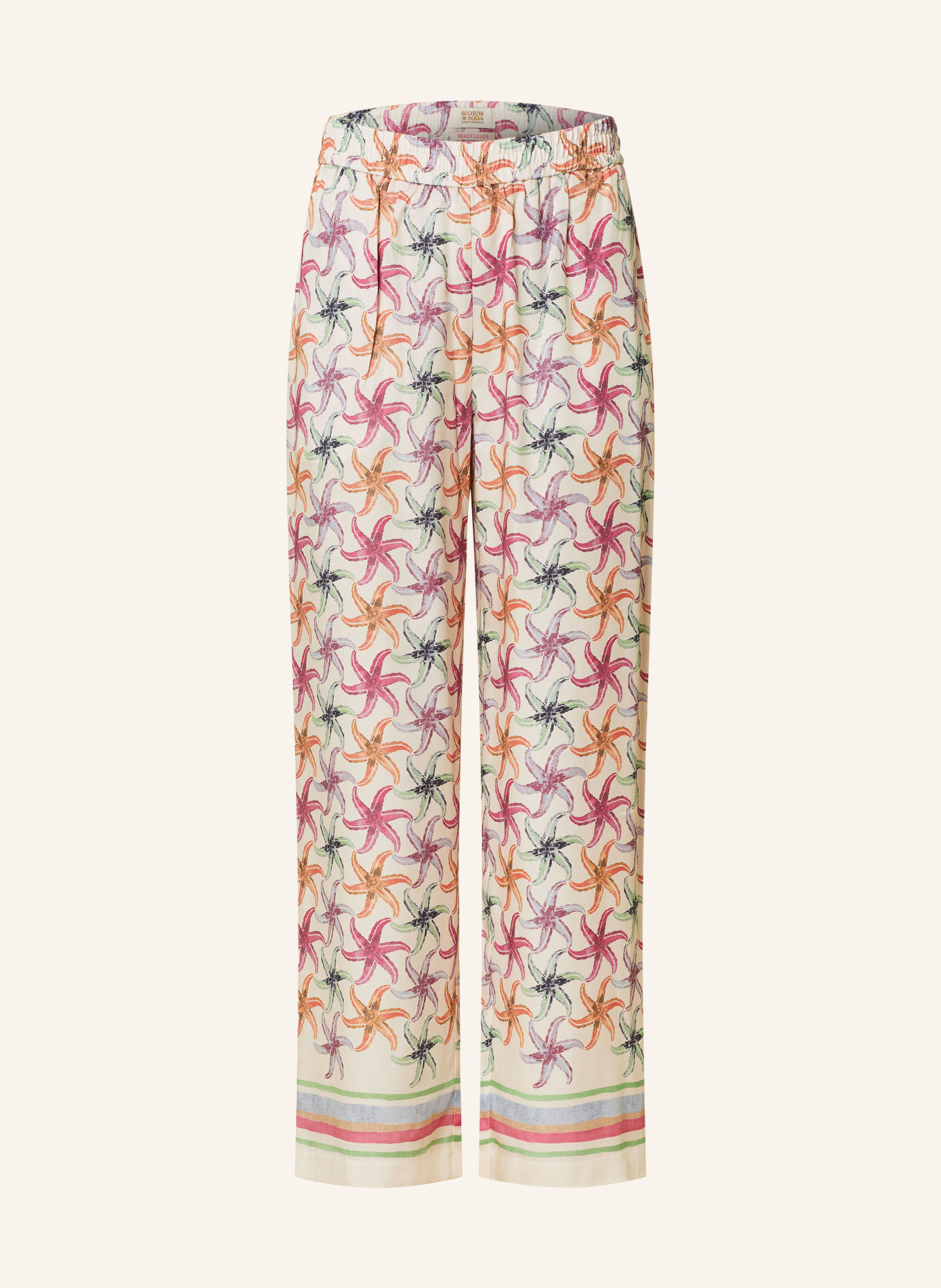 SCOTCH & SODA Wide leg trousers GIA, Color: CREAM/ PINK/ MINT (Image 1)