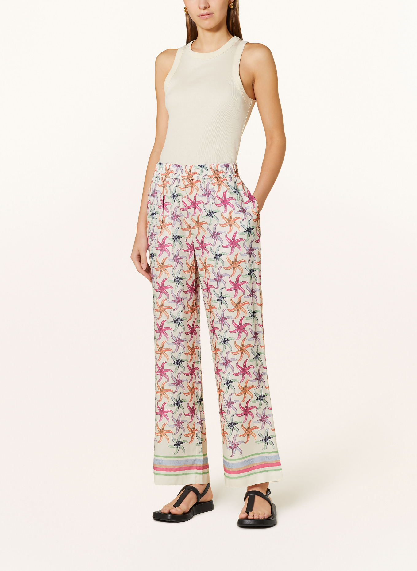 SCOTCH & SODA Wide leg trousers GIA, Color: CREAM/ PINK/ MINT (Image 2)