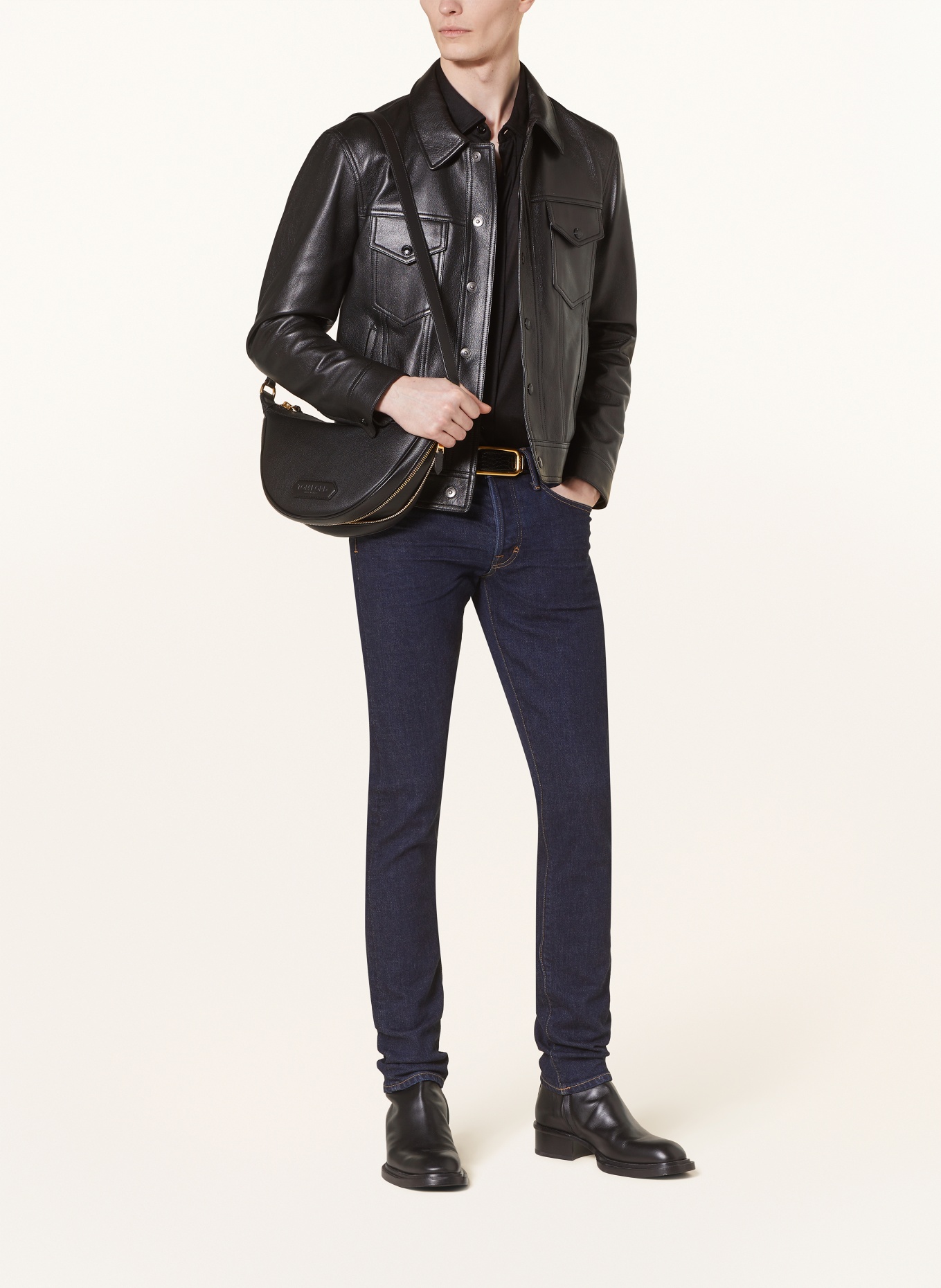 TOM FORD Leather jacket, Color: BLACK (Image 2)