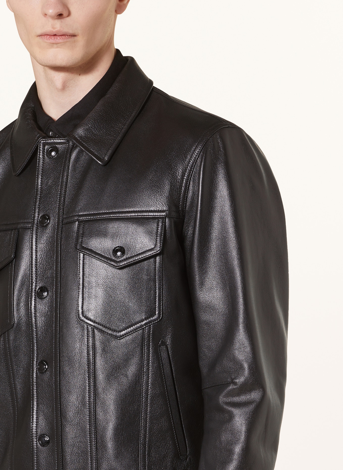 TOM FORD Leather jacket, Color: BLACK (Image 4)