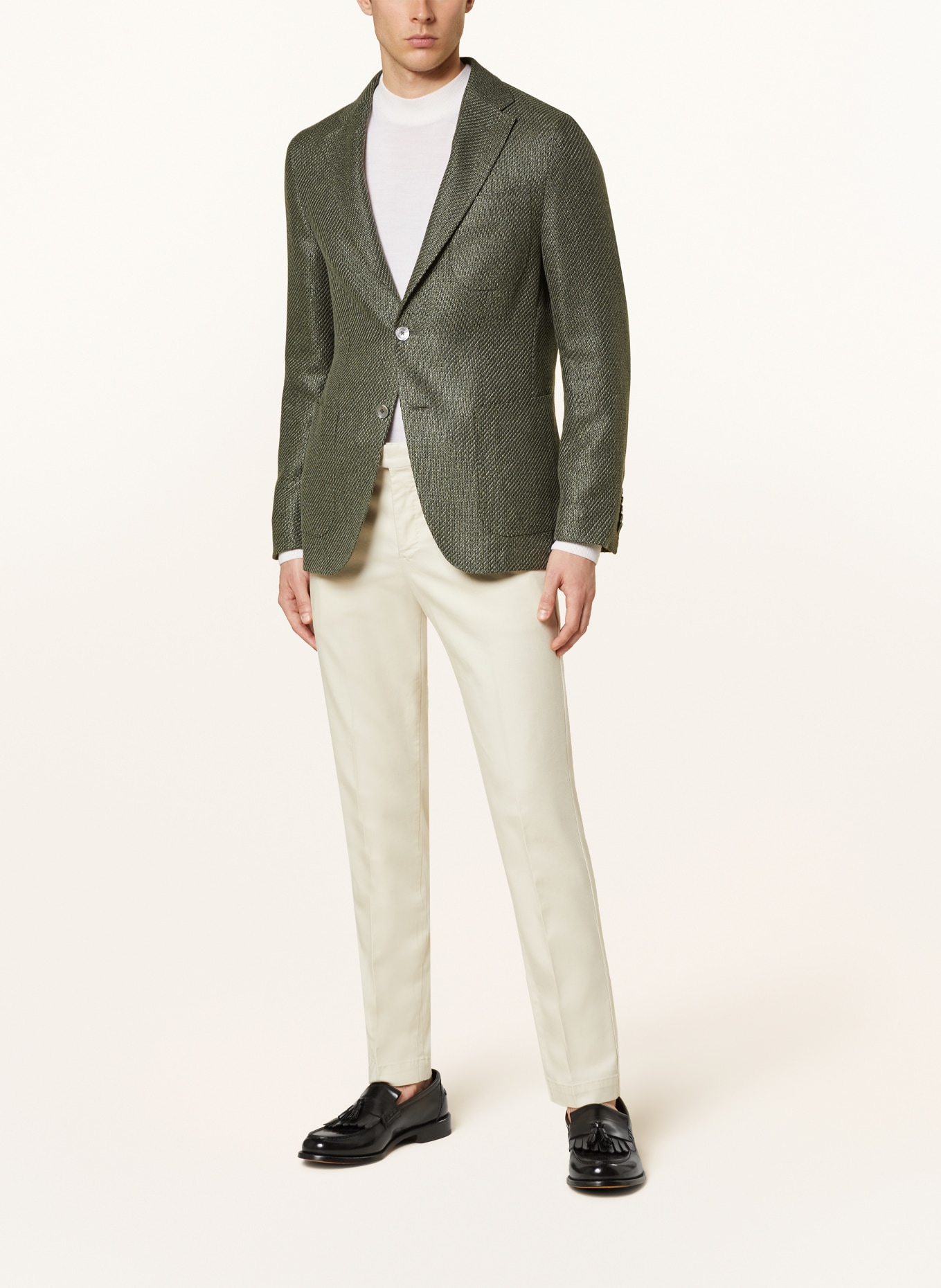 BOSS Tailored jacket HESTON extra slim fit with linen and silk, Color: 344 OPEN GREEN (Image 2)