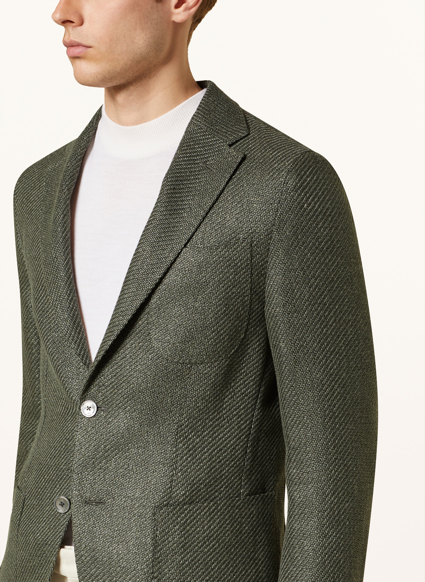 BOSS Tailored jacket HESTON extra slim fit with linen and silk, Color: 344 OPEN GREEN (Image 5)