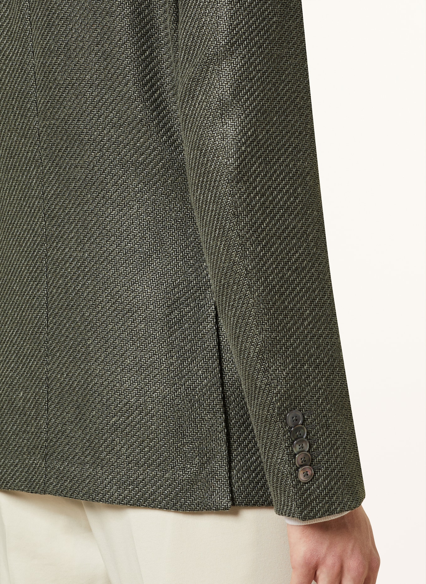 BOSS Tailored jacket HESTON extra slim fit with linen and silk, Color: 344 OPEN GREEN (Image 6)