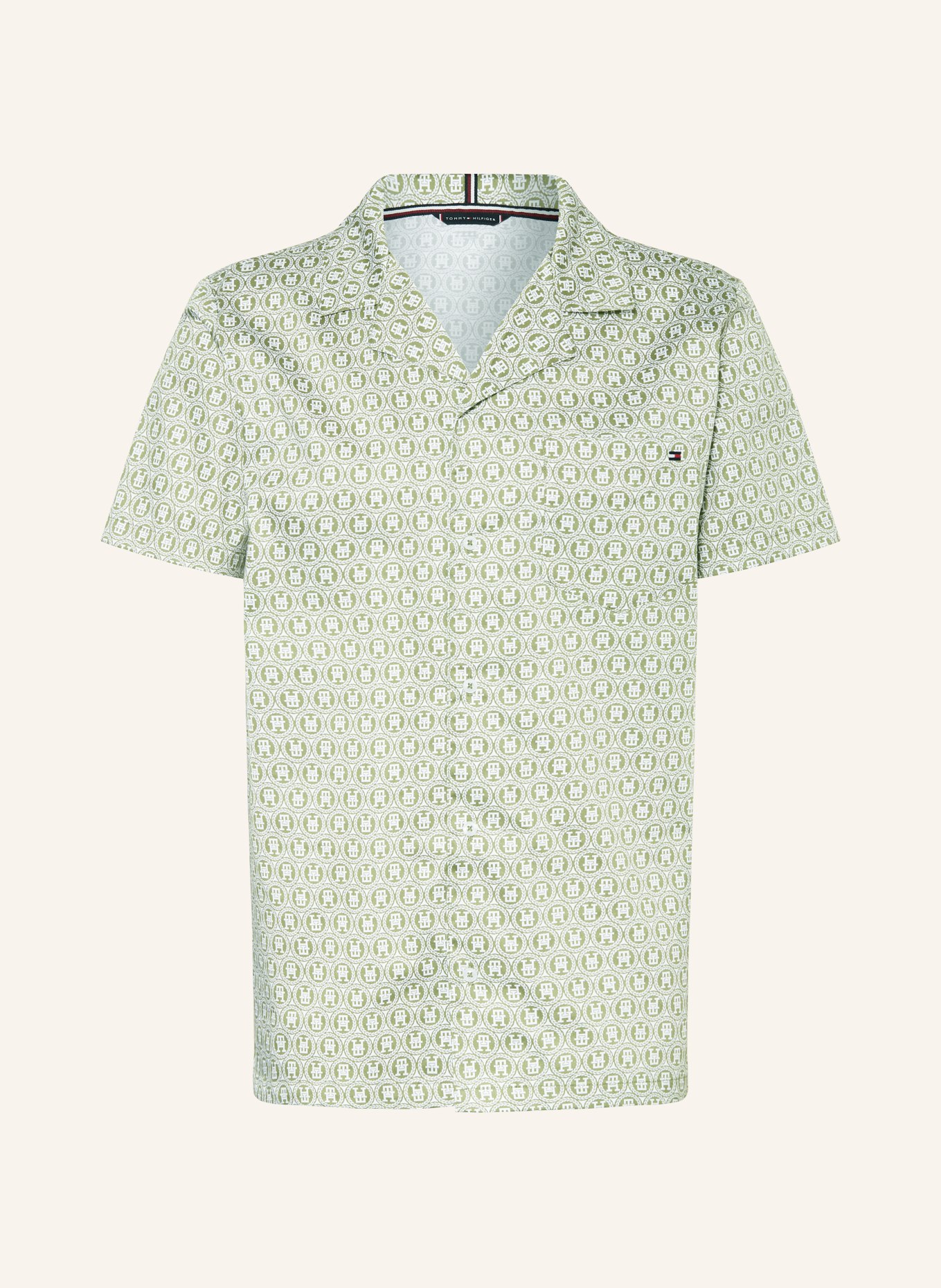 TOMMY HILFIGER Schlafshirt, Farbe: OLIV/ WEISS (Bild 1)
