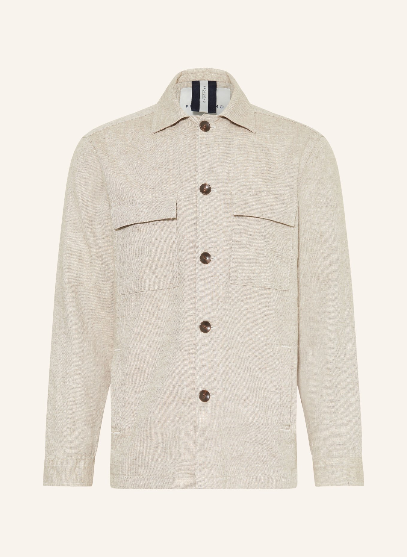 PROFUOMO Overshirt with linen, Color: BEIGE (Image 1)