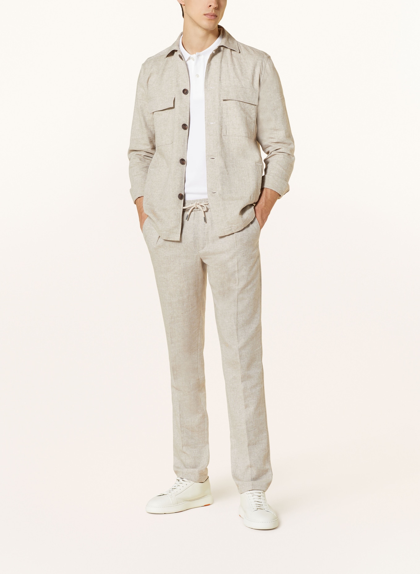 PROFUOMO Overshirt with linen, Color: BEIGE (Image 2)