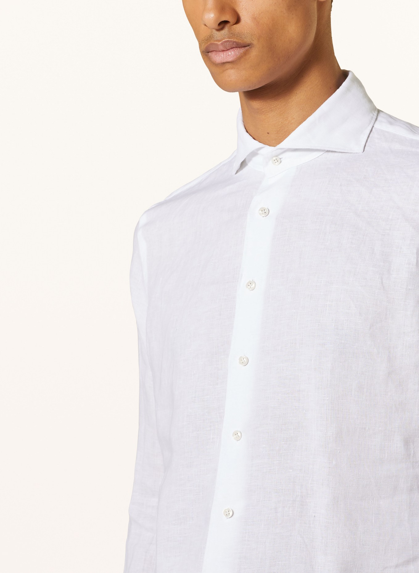 PROFUOMO Linen shirt regular fit, Color: WHITE (Image 4)