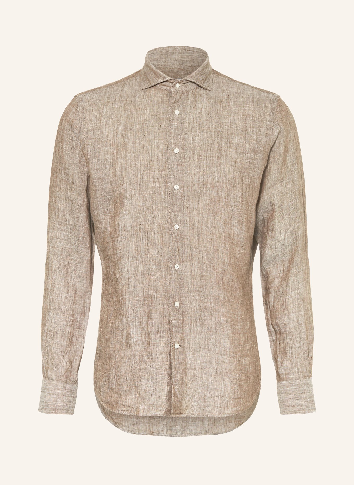PROFUOMO Linen shirt regular fit, Color: BROWN (Image 1)