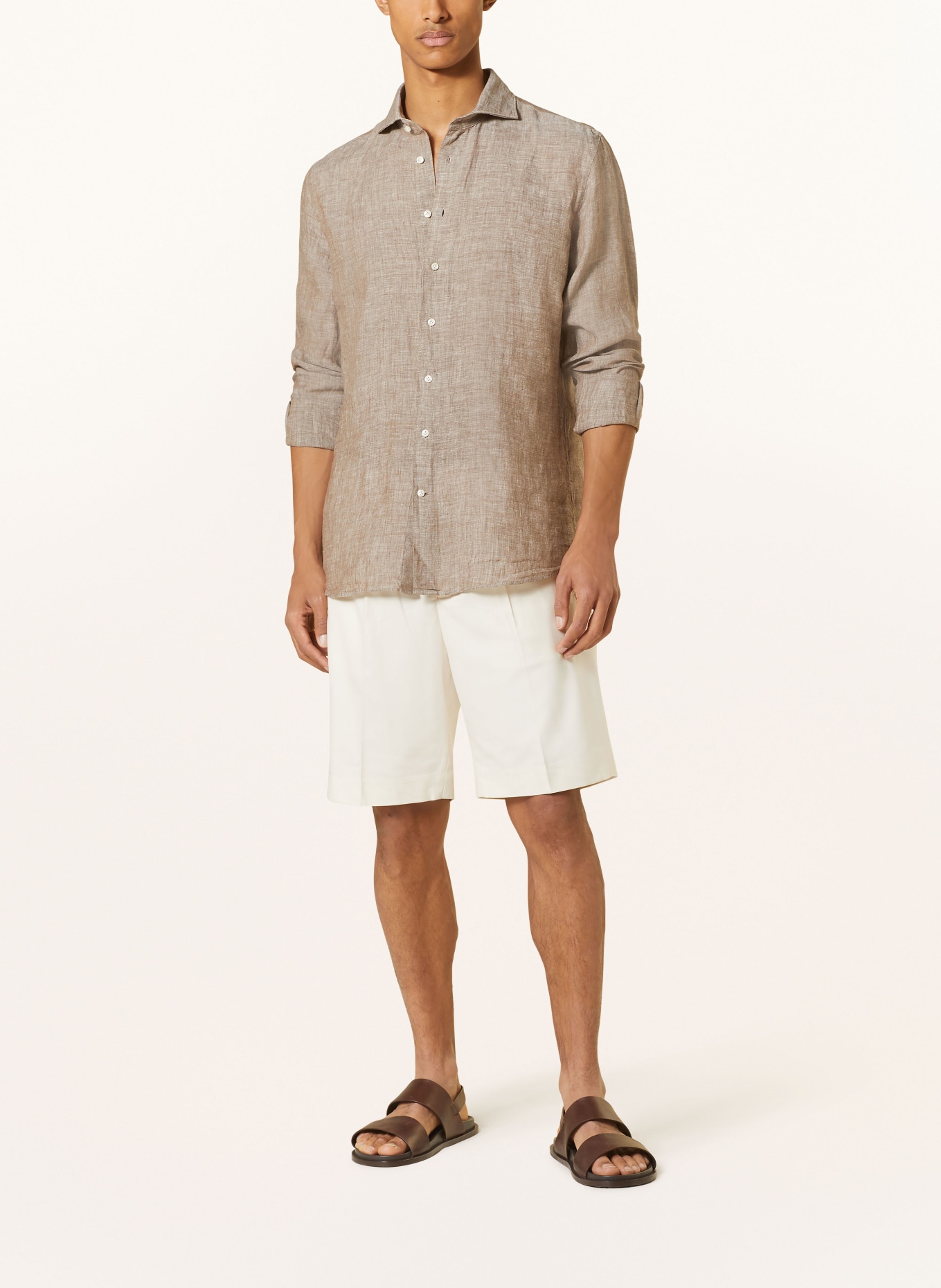 PROFUOMO Linen shirt regular fit, Color: BROWN (Image 2)