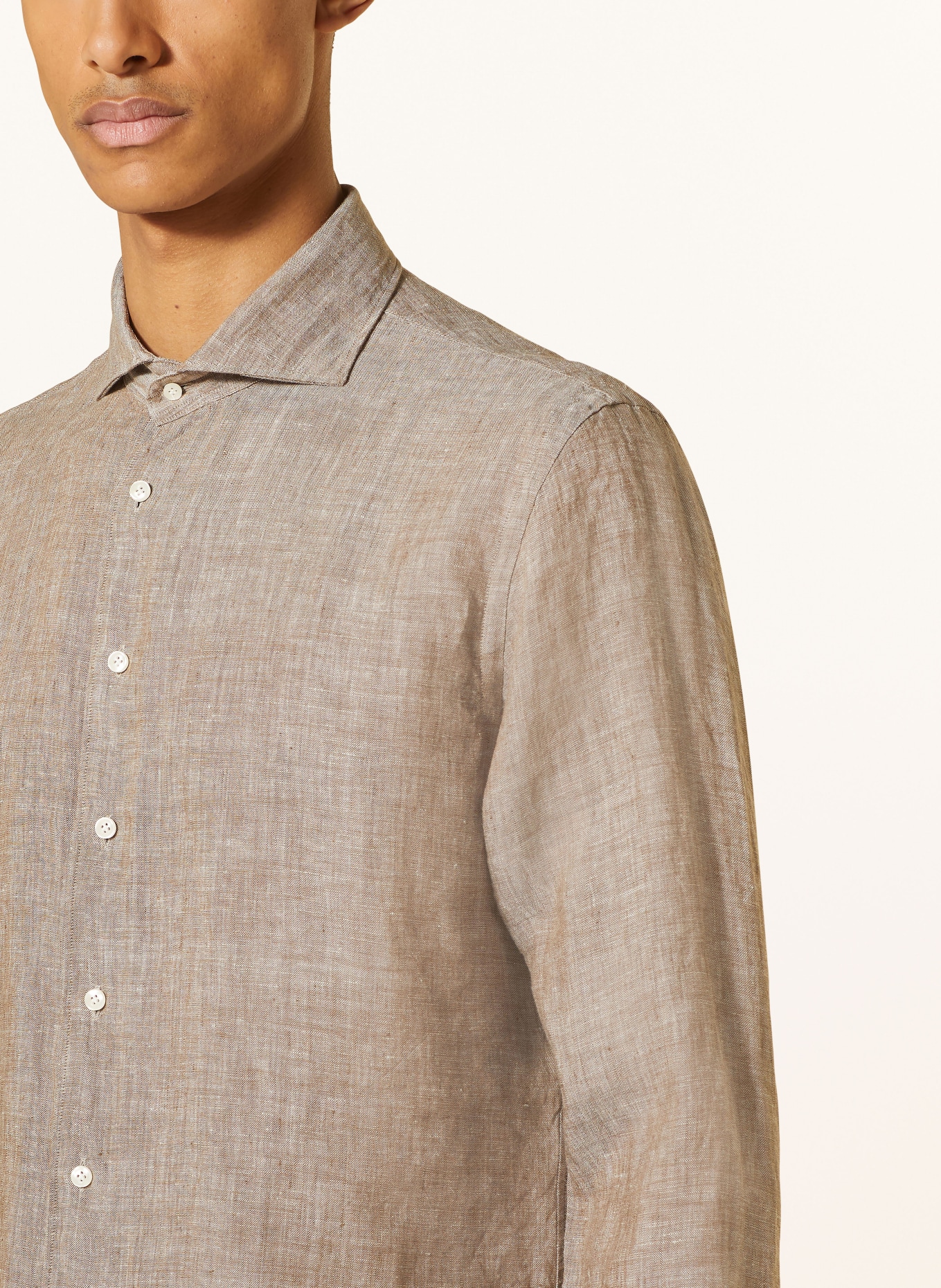 PROFUOMO Linen shirt regular fit, Color: BROWN (Image 4)