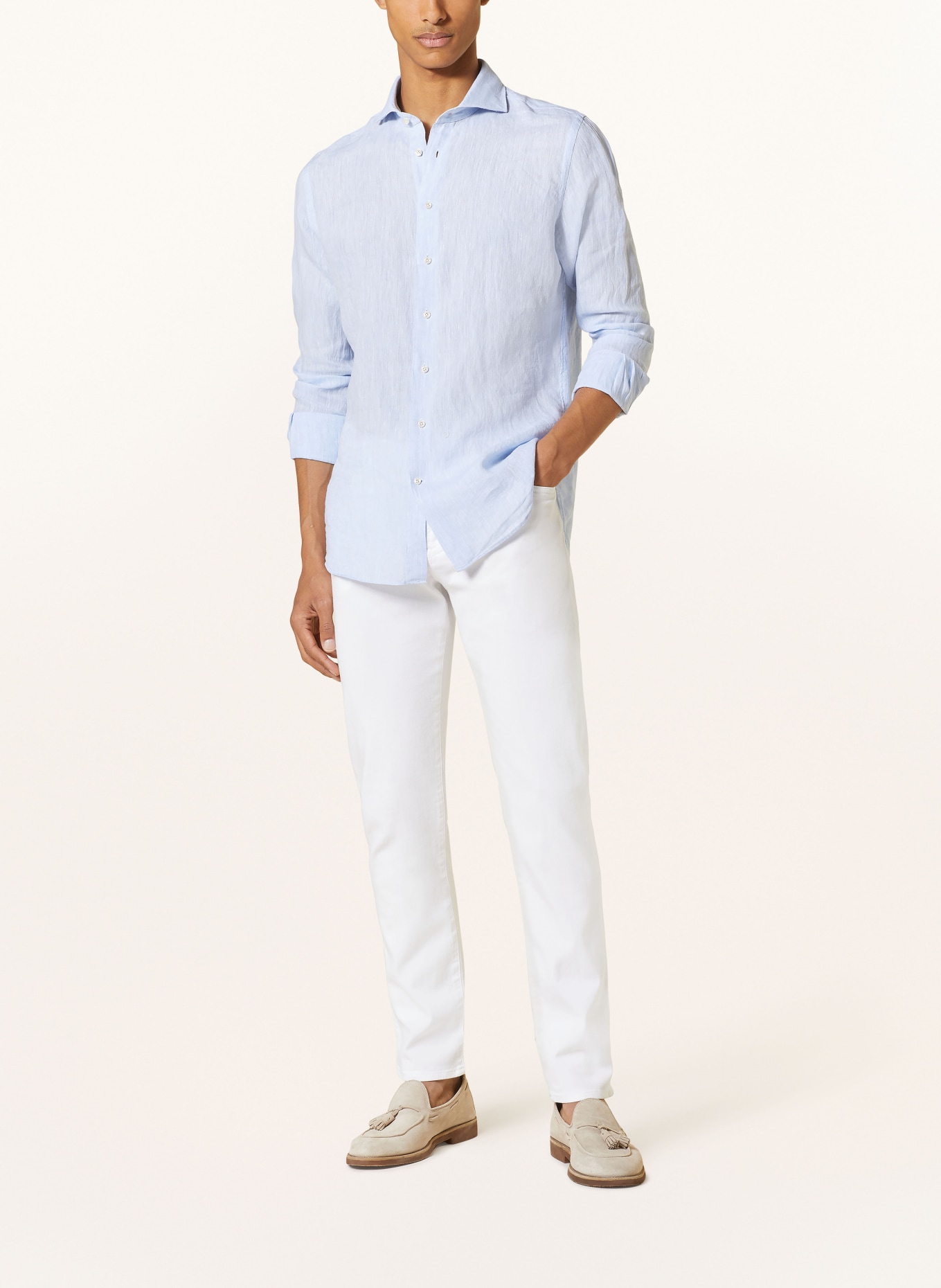 PROFUOMO Linen shirt regular fit, Color: LIGHT BLUE (Image 2)