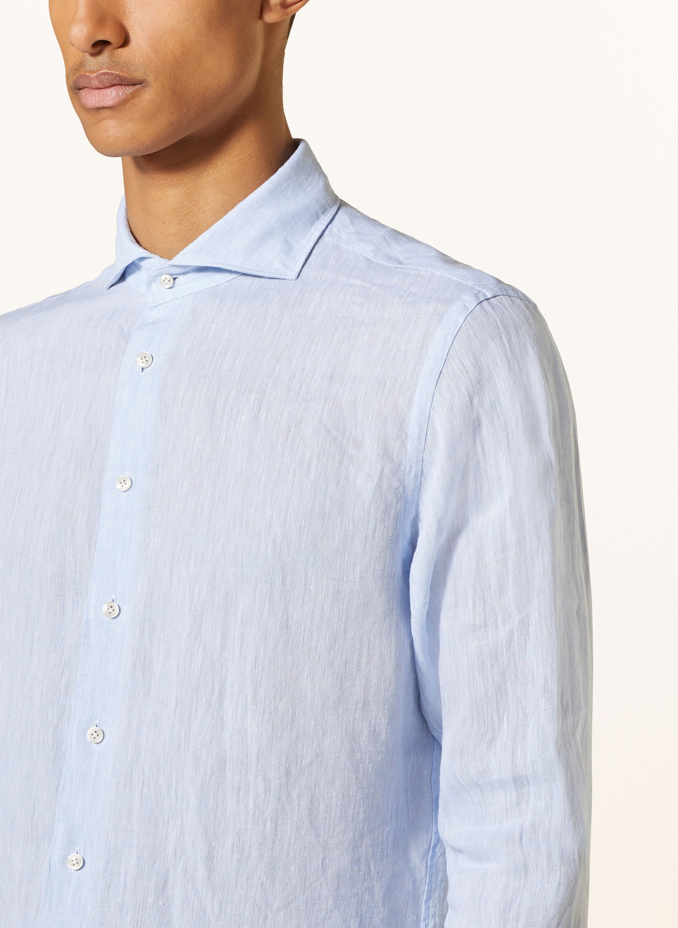 PROFUOMO Linen shirt regular fit, Color: LIGHT BLUE (Image 4)