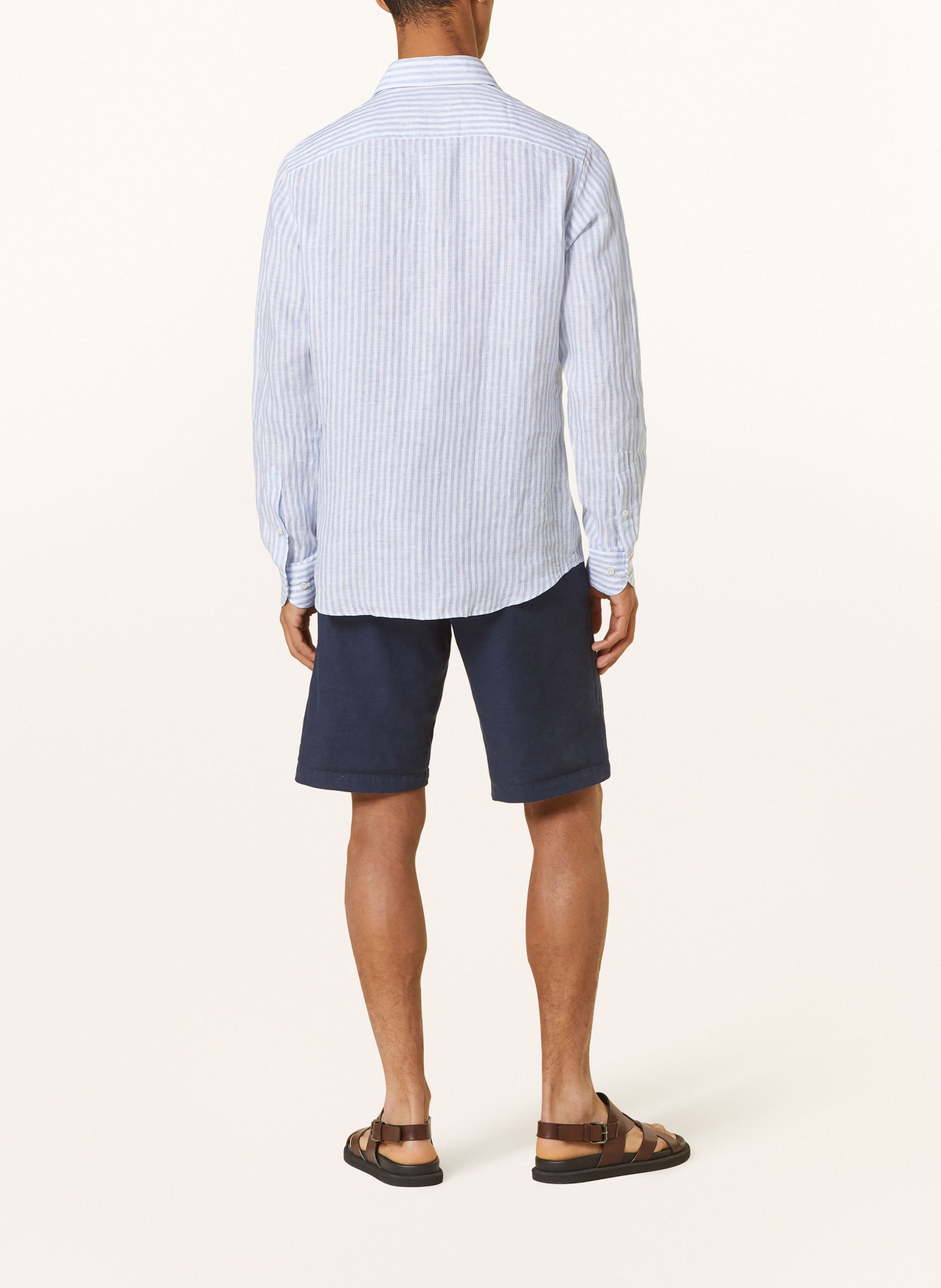 PROFUOMO Linen shirt regular fit, Color: WHITE/ LIGHT BLUE (Image 3)