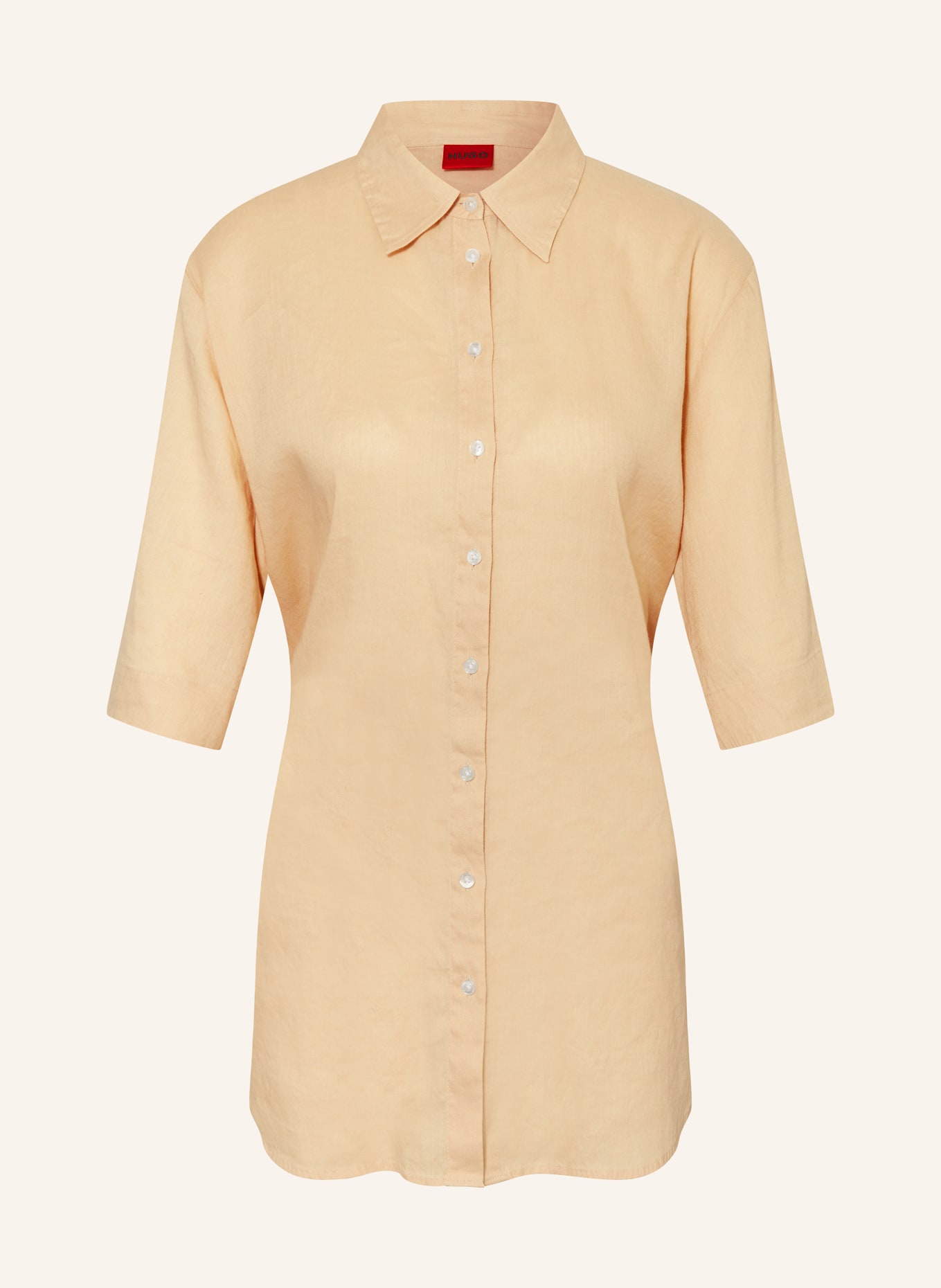 HUGO Shirt blouse ETILLIANA with linen, Color: BEIGE (Image 1)