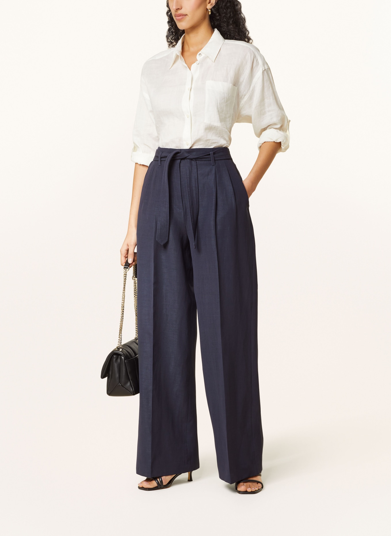 HUGO Trousers TEPIALA with linen, Color: DARK BLUE (Image 2)