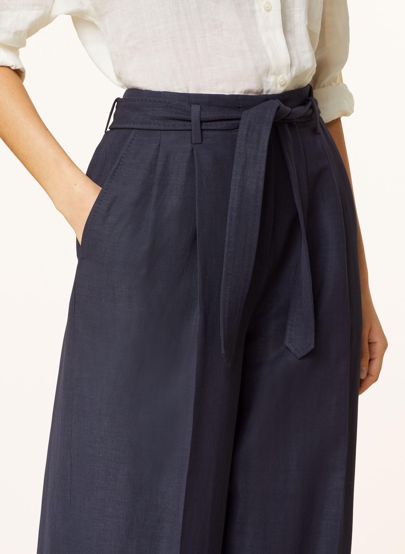 HUGO Trousers TEPIALA with linen, Color: DARK BLUE (Image 5)