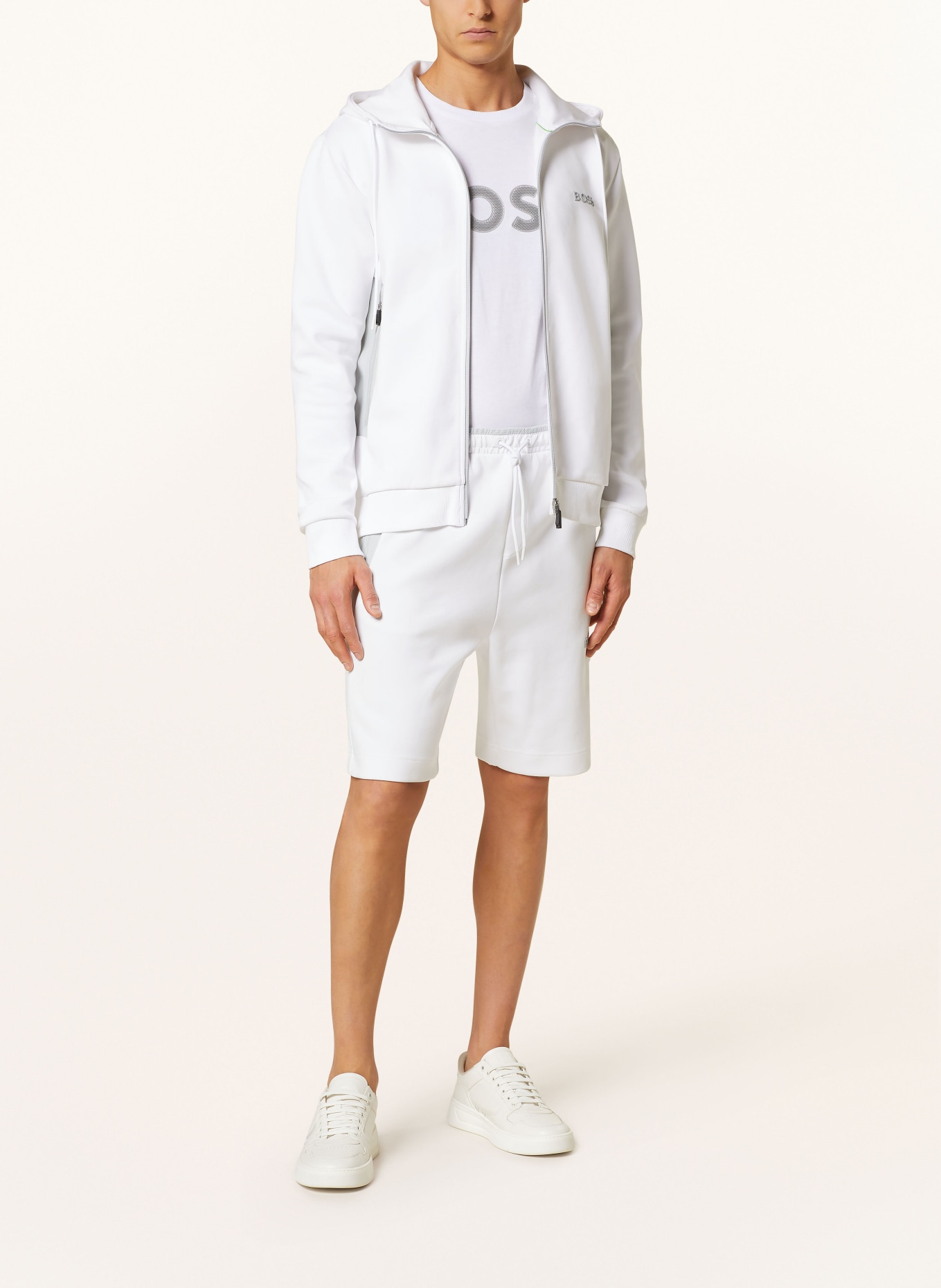 BOSS Sweat jacket SAGGY, Color: WHITE/ LIGHT GRAY (Image 2)