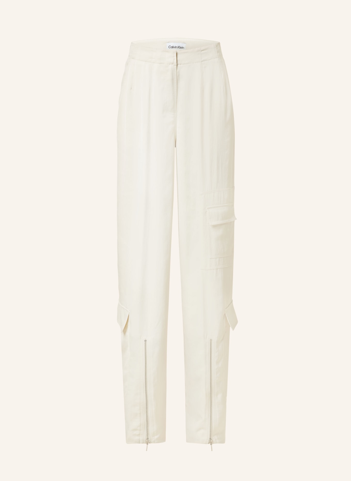 Calvin Klein Cargo pants made of satin, Color: CREAM (Image 1)