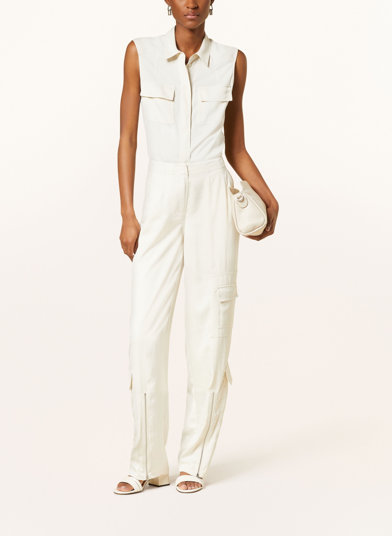 Calvin Klein Cargo pants made of satin, Color: CREAM (Image 2)