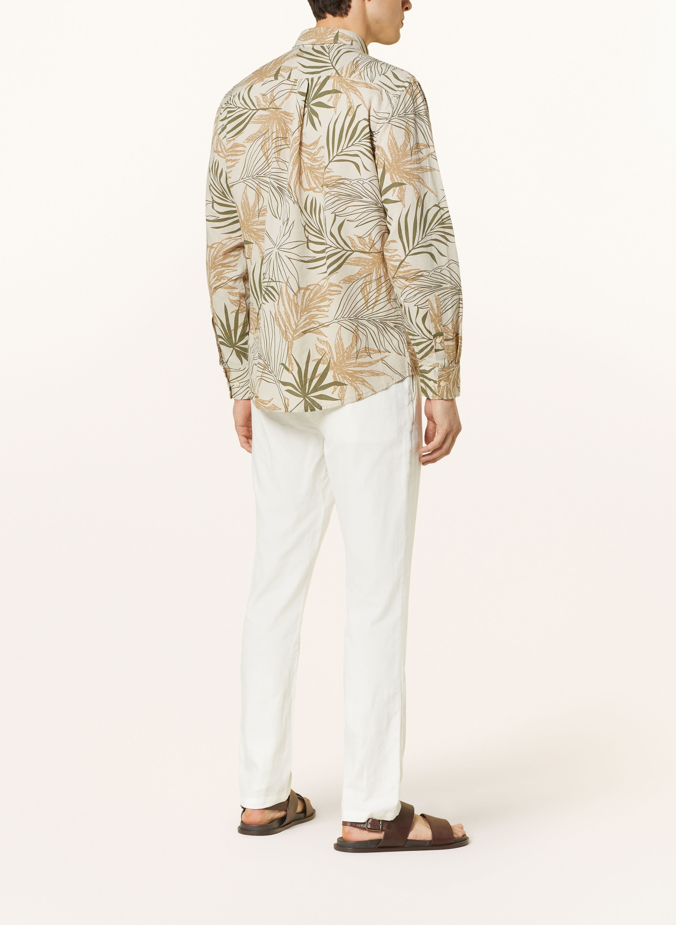 FYNCH-HATTON Shirt comfort fit with linen, Color: BEIGE/ KHAKI/ LIGHT BROWN (Image 3)