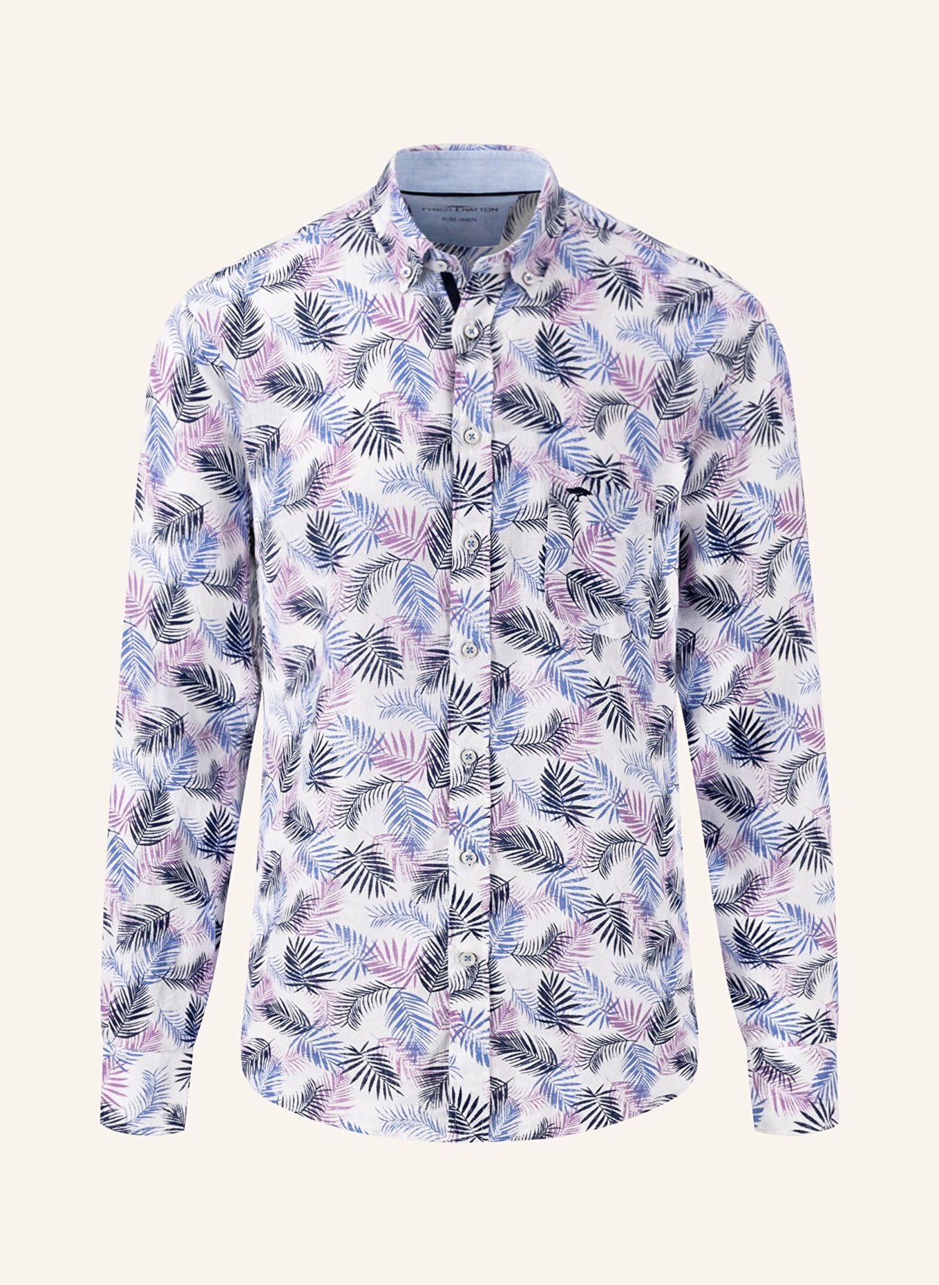 FYNCH-HATTON Leinenhemd Regular Fit, Farbe: HELLLILA/ DUNKELBLAU/ WEISS (Bild 1)