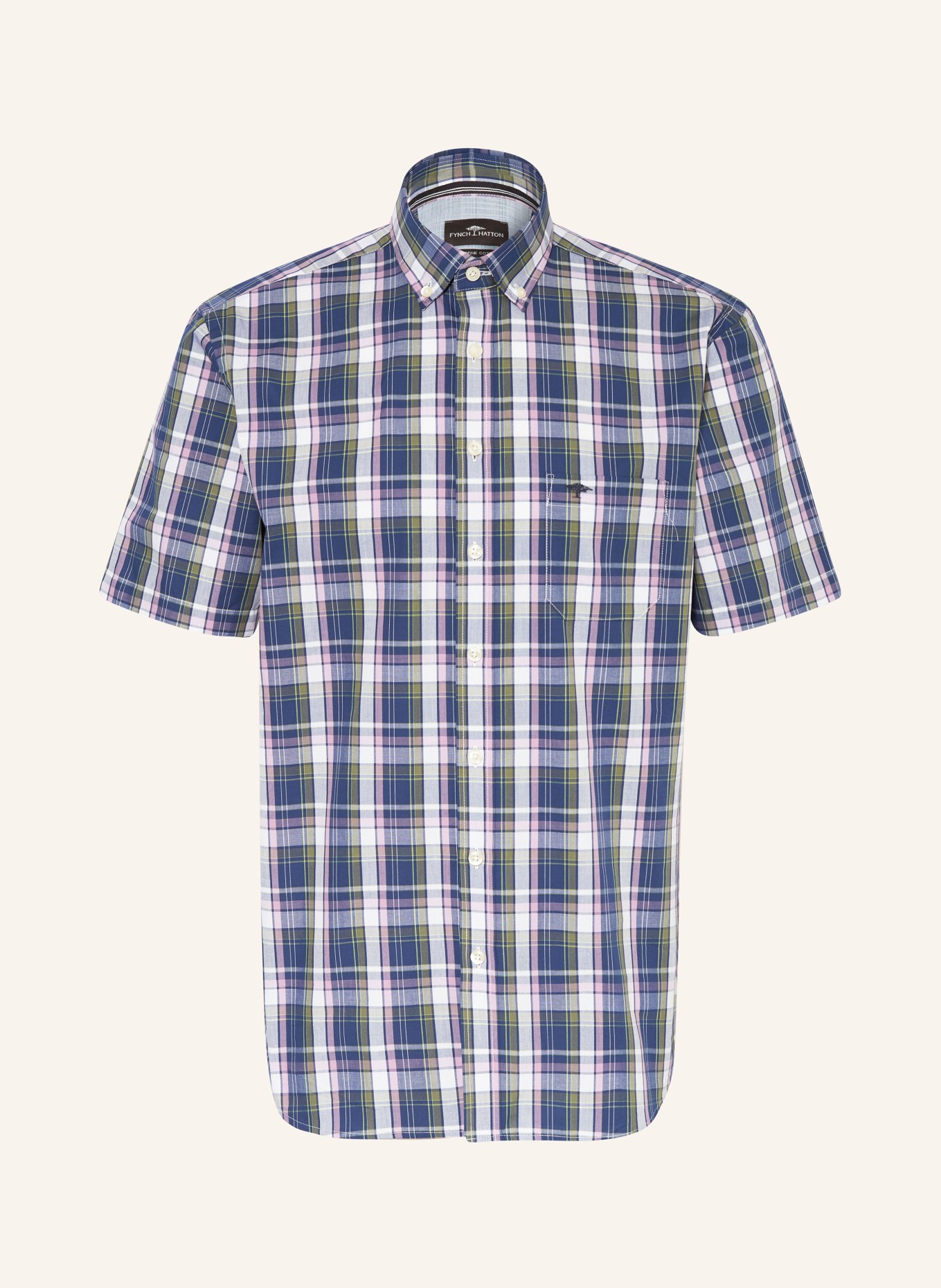 FYNCH-HATTON Short sleeve shirt regular fit, Color: DARK BLUE/ WHITE/ PURPLE (Image 1)