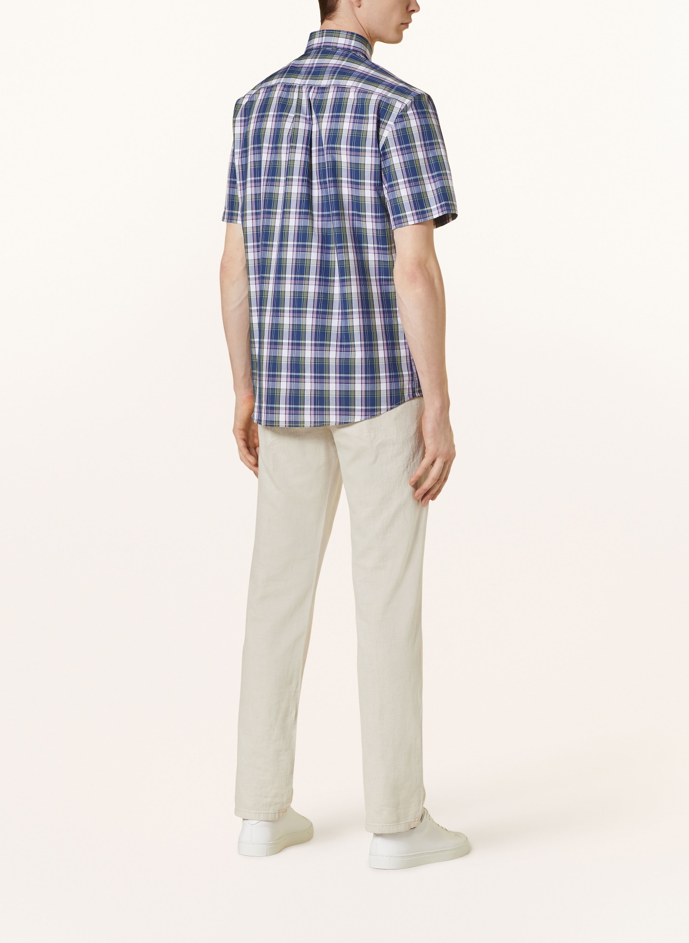FYNCH-HATTON Short sleeve shirt regular fit, Color: DARK BLUE/ WHITE/ PURPLE (Image 3)