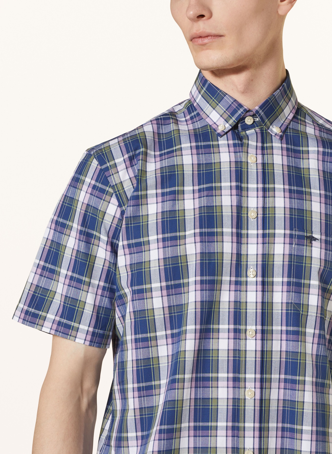 FYNCH-HATTON Short sleeve shirt regular fit, Color: DARK BLUE/ WHITE/ PURPLE (Image 4)
