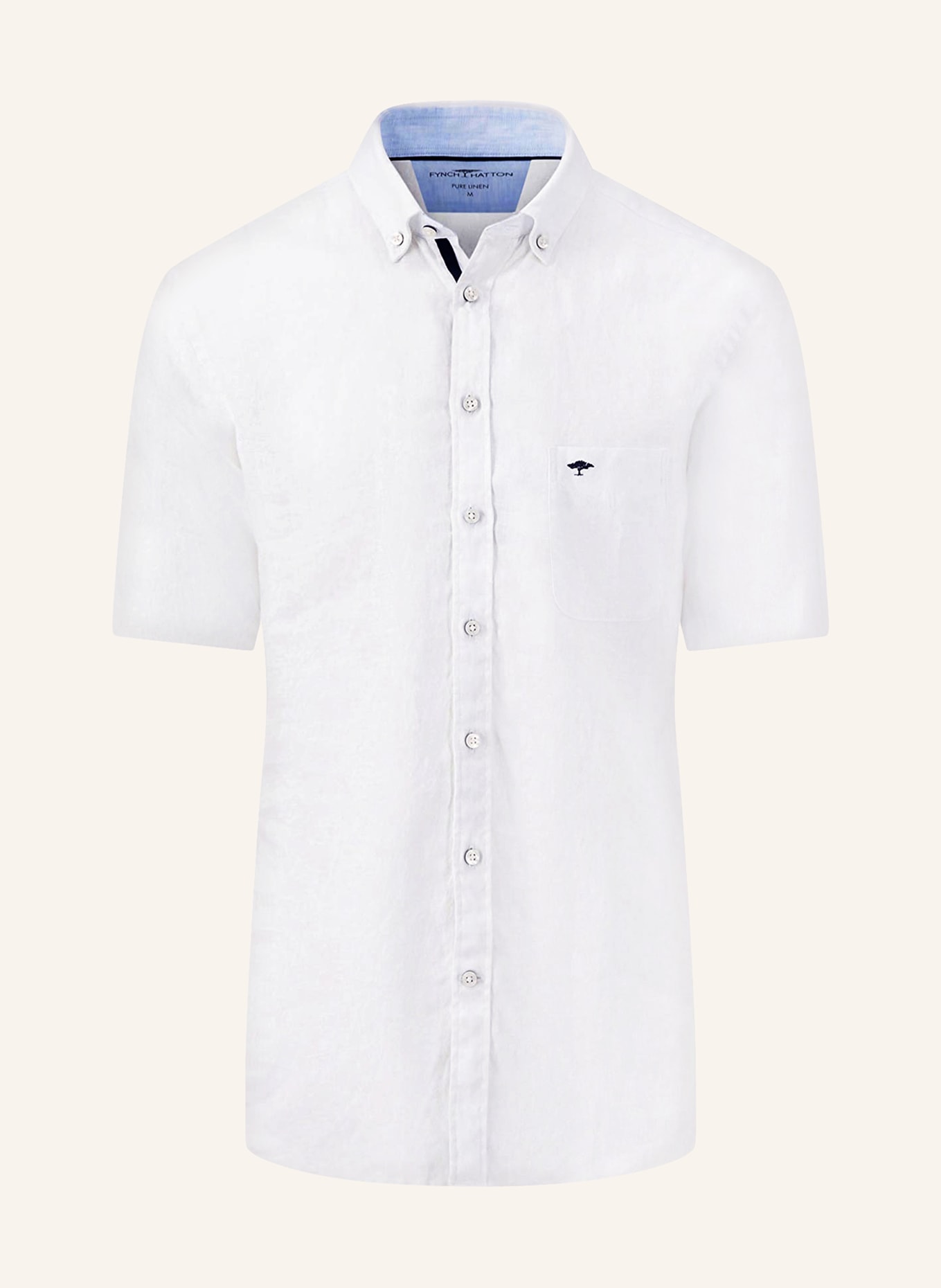 FYNCH-HATTON Short sleeve shirt comfort fit in linen, Color: WHITE (Image 1)