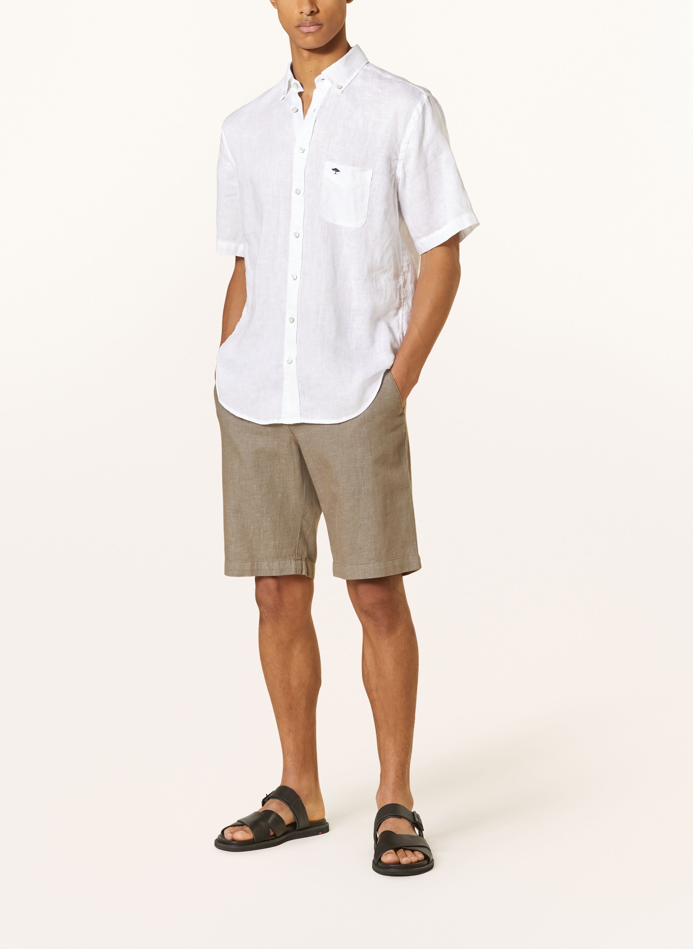FYNCH-HATTON Koszula z krótkim rękawem comfort fit z lnu, Kolor: BIAŁY (Obrazek 2)