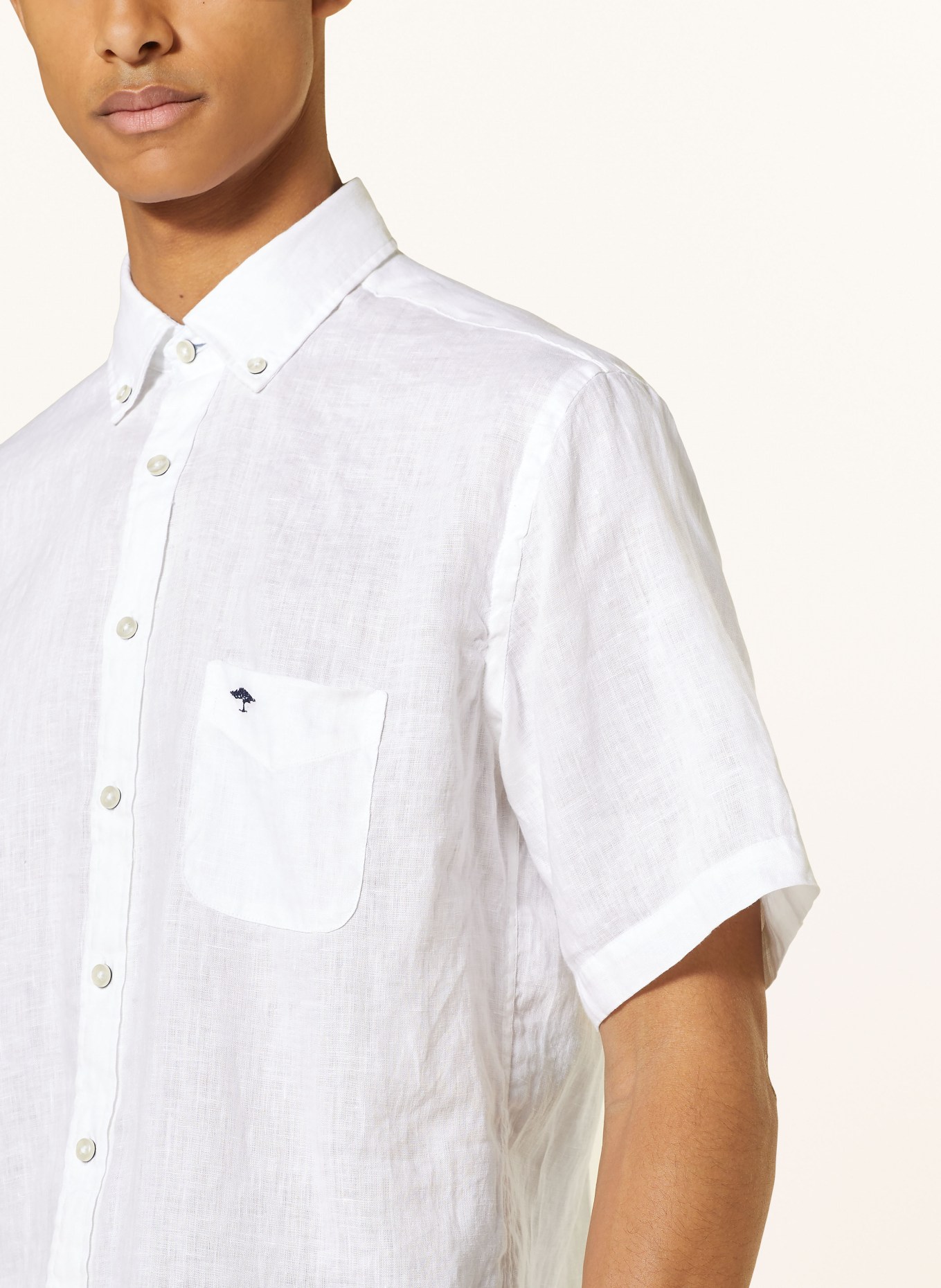 FYNCH-HATTON Short sleeve shirt comfort fit in linen, Color: WHITE (Image 4)