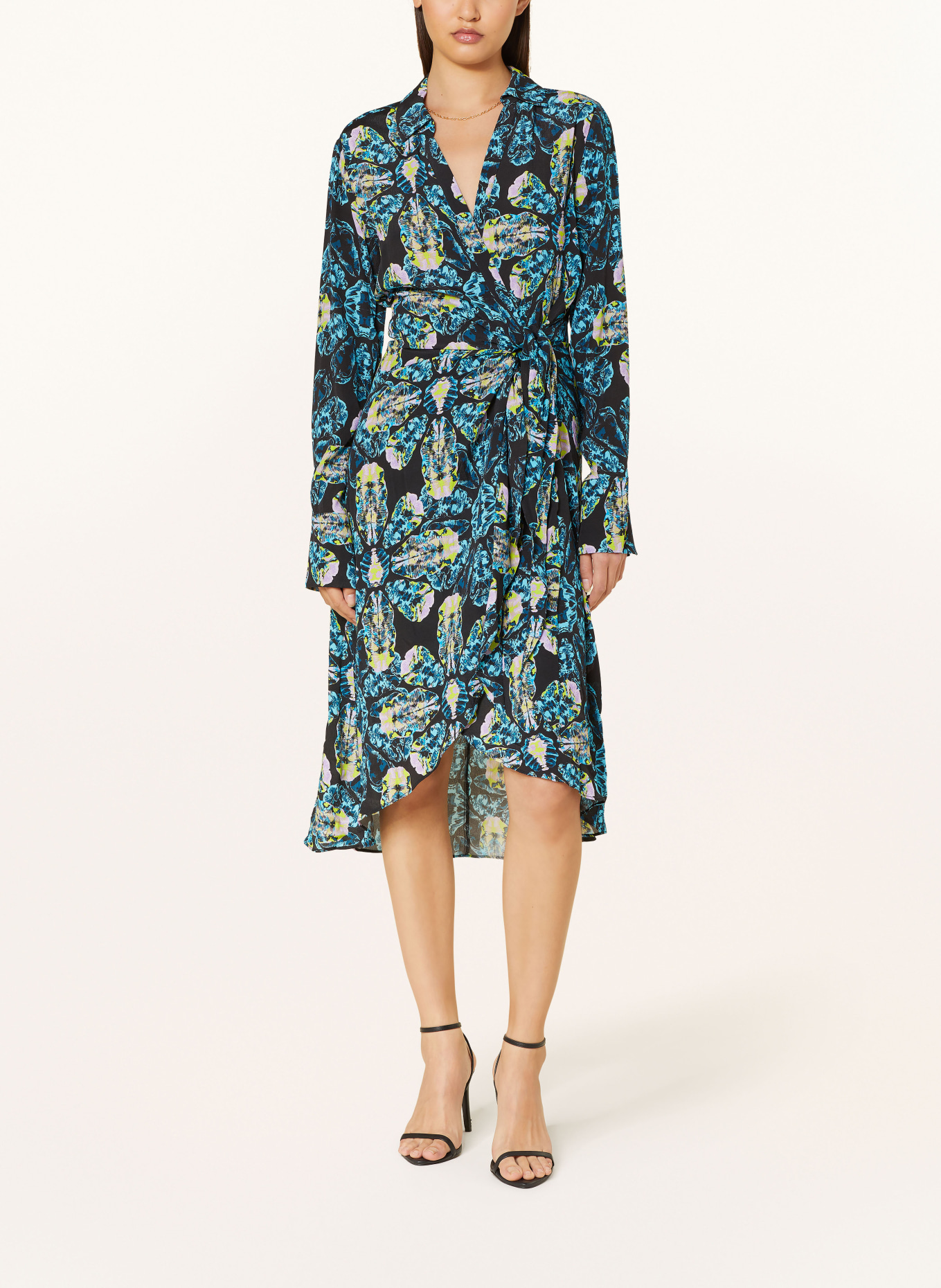 COLOURFUL REBEL Wrap dress LEA, Color: BLACK/ BLUE/ YELLOW (Image 2)