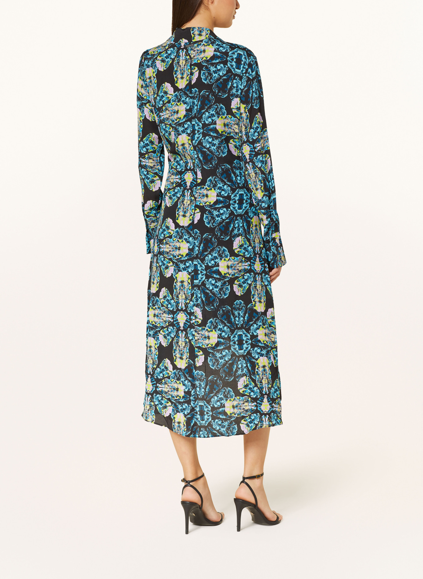 COLOURFUL REBEL Wrap dress LEA, Color: BLACK/ BLUE/ YELLOW (Image 3)