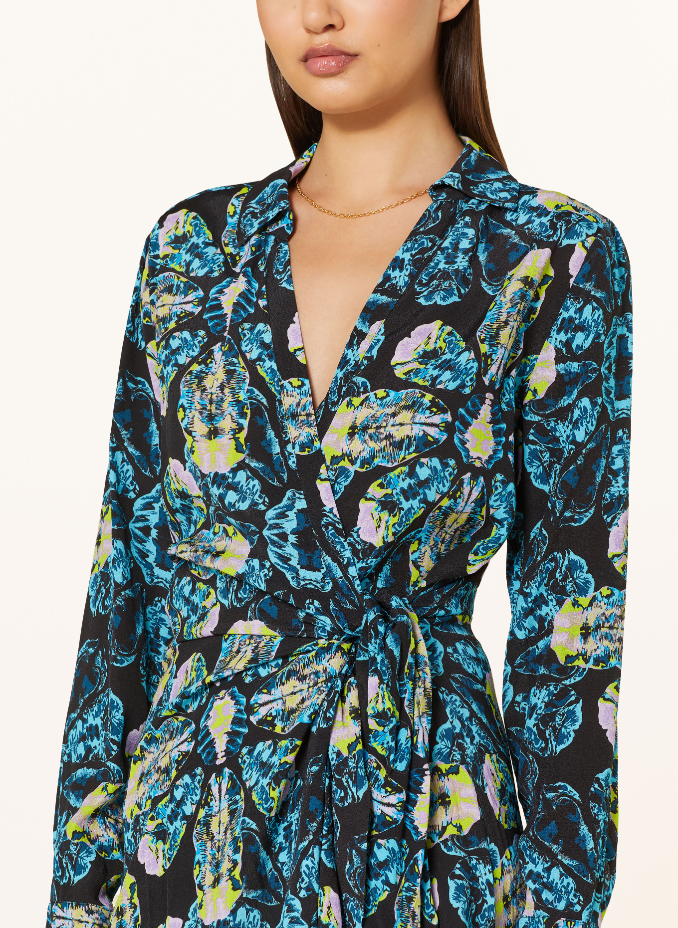 COLOURFUL REBEL Wrap dress LEA, Color: BLACK/ BLUE/ YELLOW (Image 4)